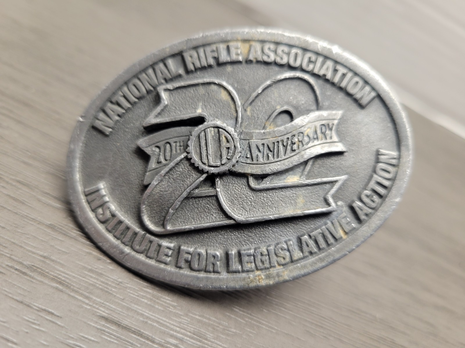 NRA BELT BUCKLE 20th ANNIVERSARY NATIONAL RIFLE ASSOCIATION INSTITUTE FOR ACTION