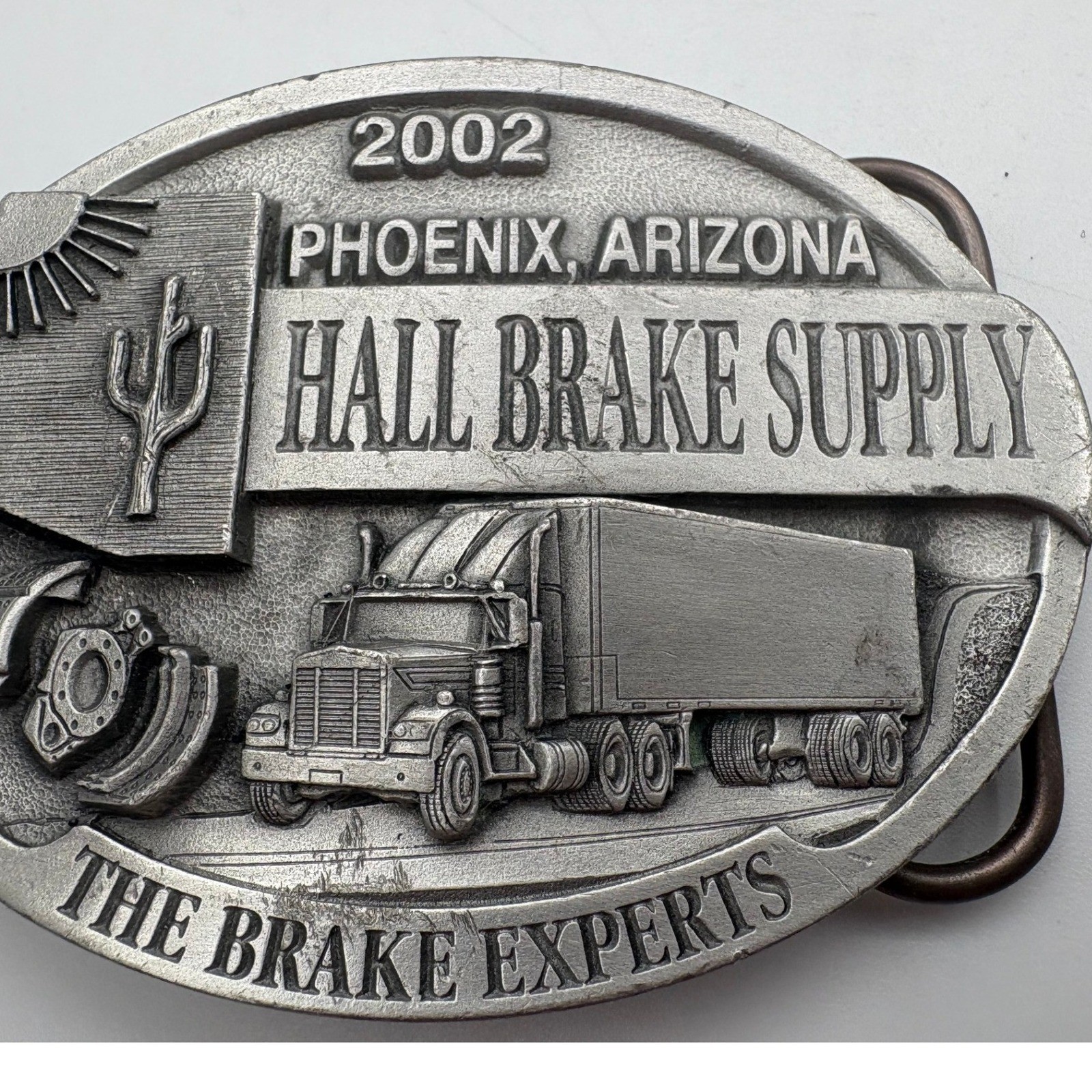 Hall Brake Supply Belt Buckle 2002 Phoenix Arizona Semi Truck Pewter Silver EX