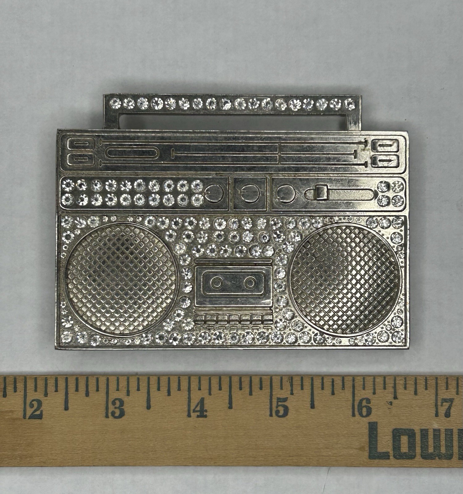 Cassette Tape Music Boom Box Rhinestones HIP HOP Rock Fashion Metal Belt Buckle
