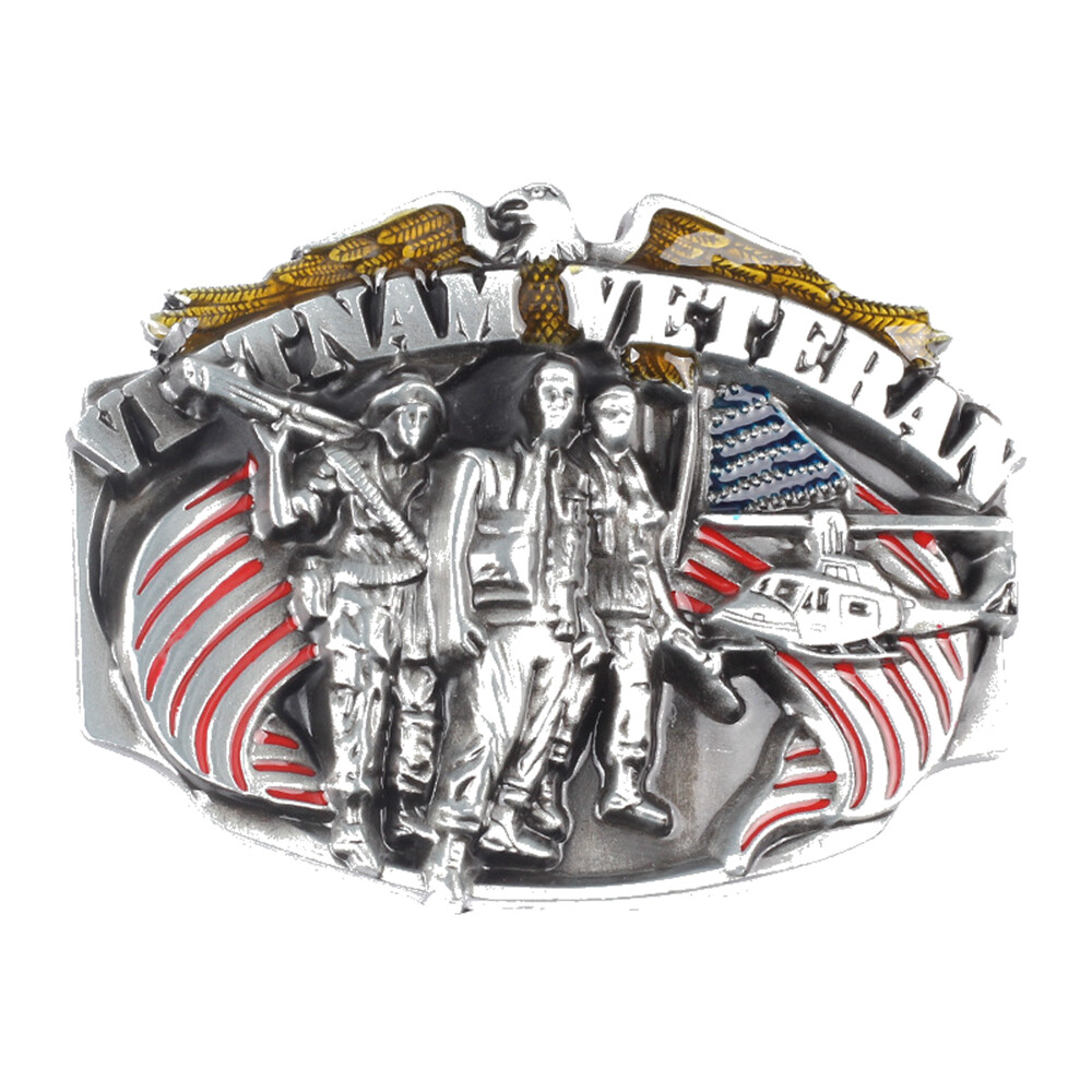 Vietnam Veteran Belt Buckle Western Cowboy Native American Motorcyclist (VTR-01)