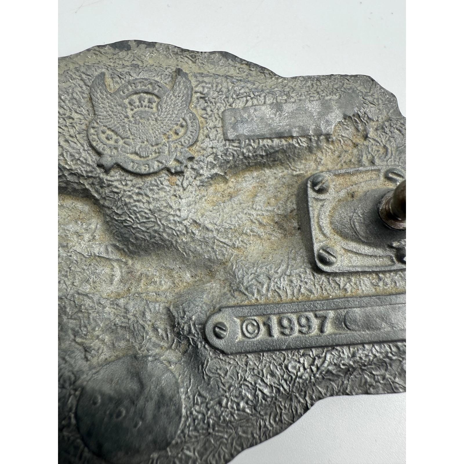 Vintage 1997 Great American Buckle Co Eagle Belt Buckle Pewter Tone 3D USA Made