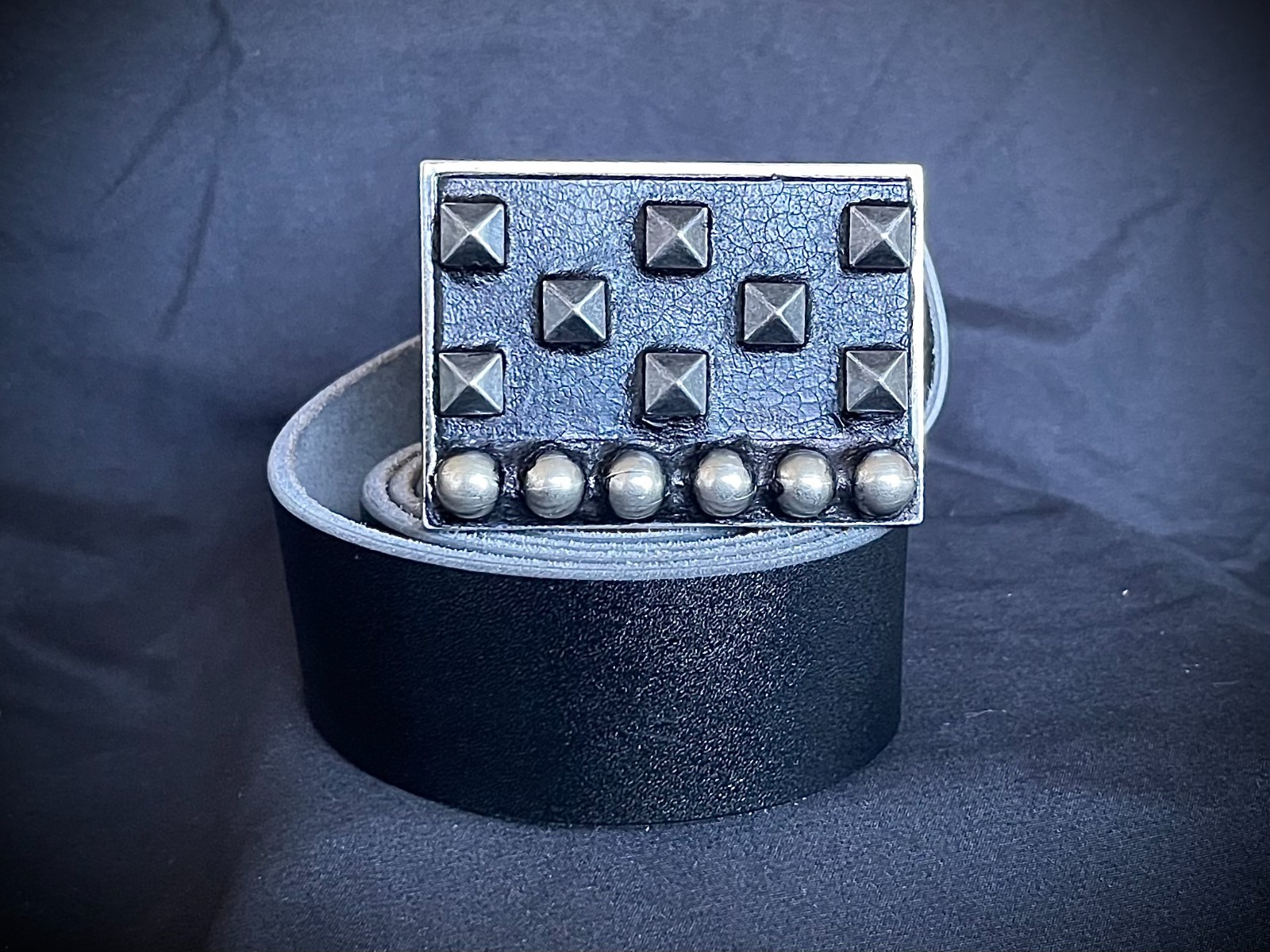 “Arrival Over the Nile” Studded Pyramid Lthr OOAK Buckle Darren McNeese