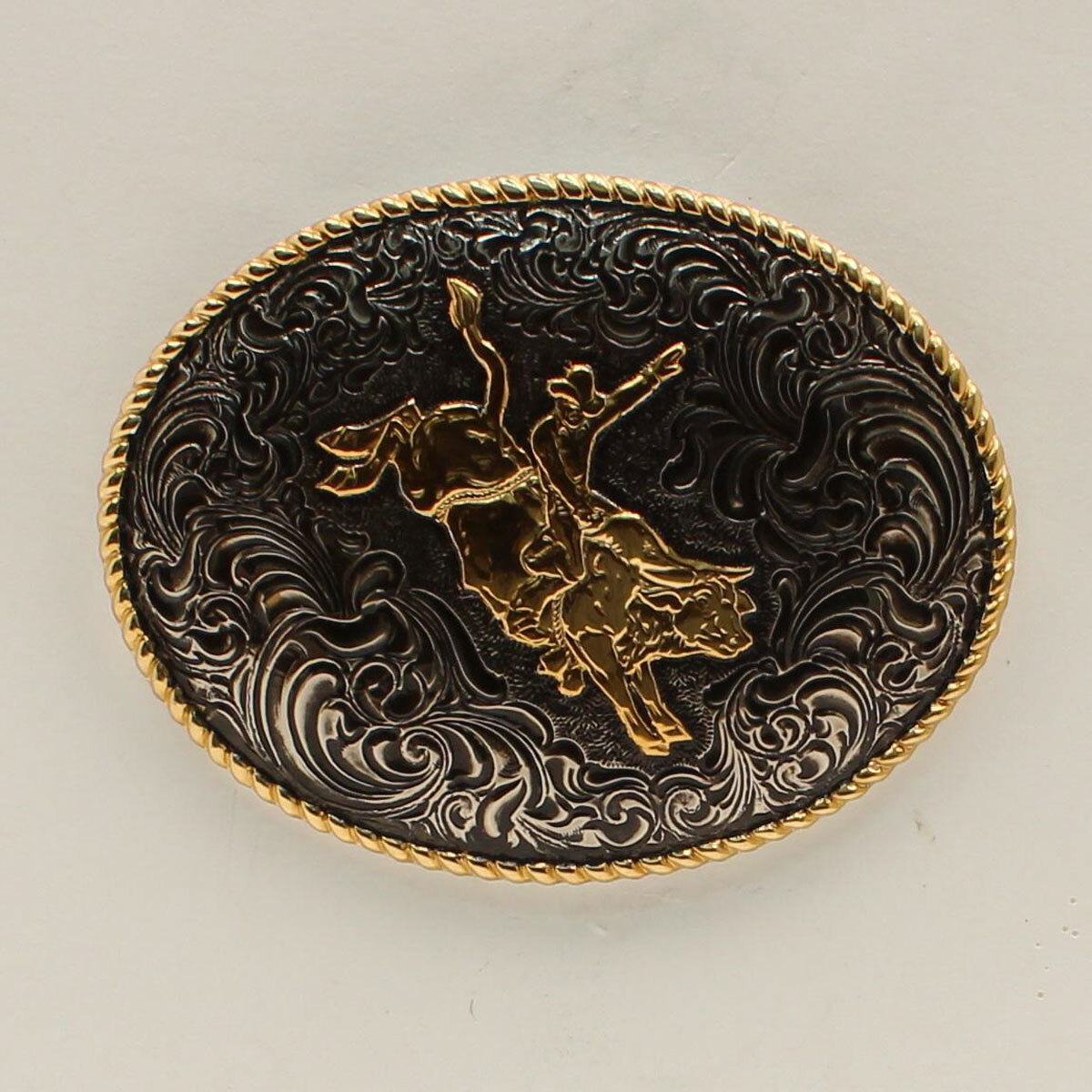 Crumine Bull Rider Motif Oval Antique Belt Buckle C02105