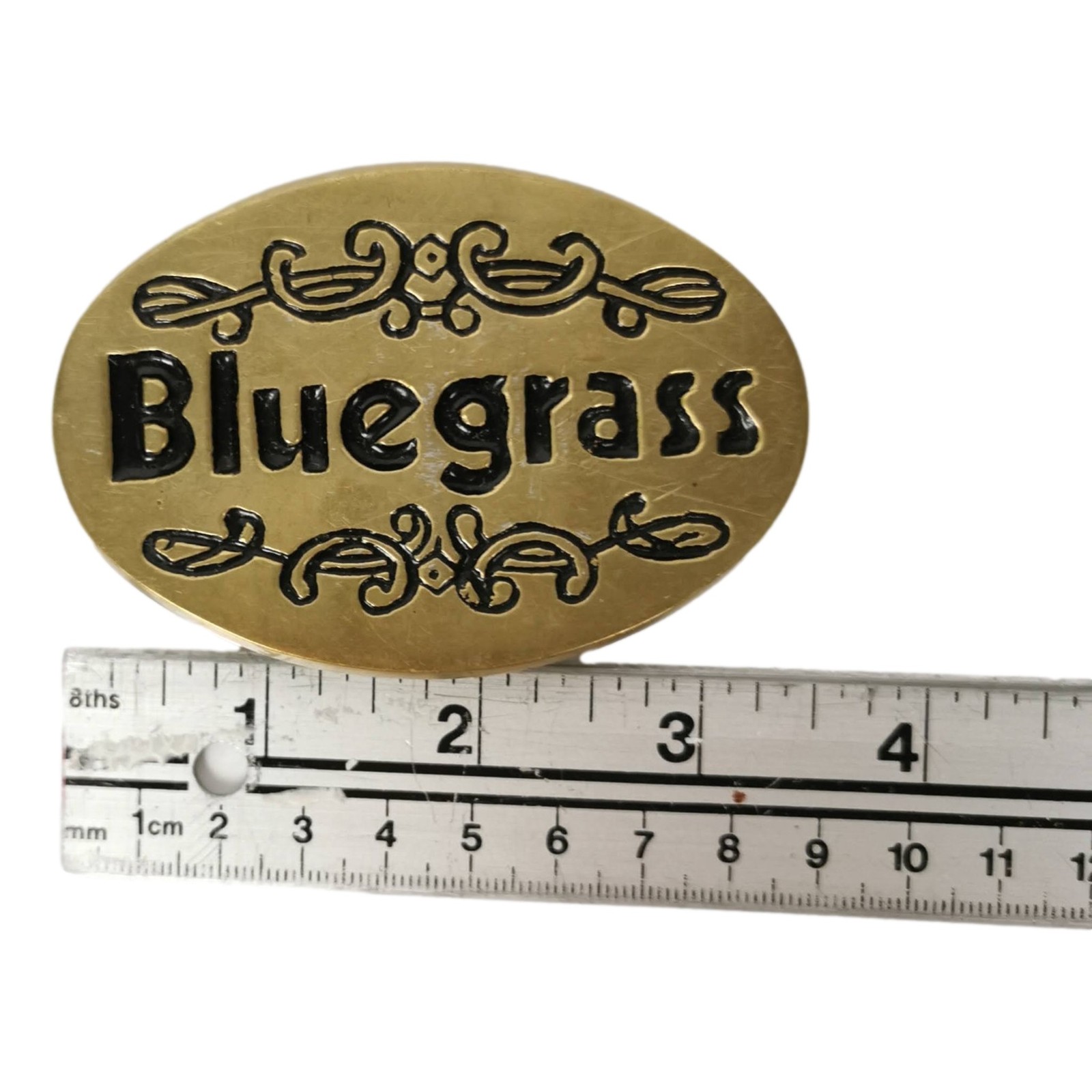 Vintage Bluegrass Mens Belt Buckle Solid Brass Country Music Circa 1978