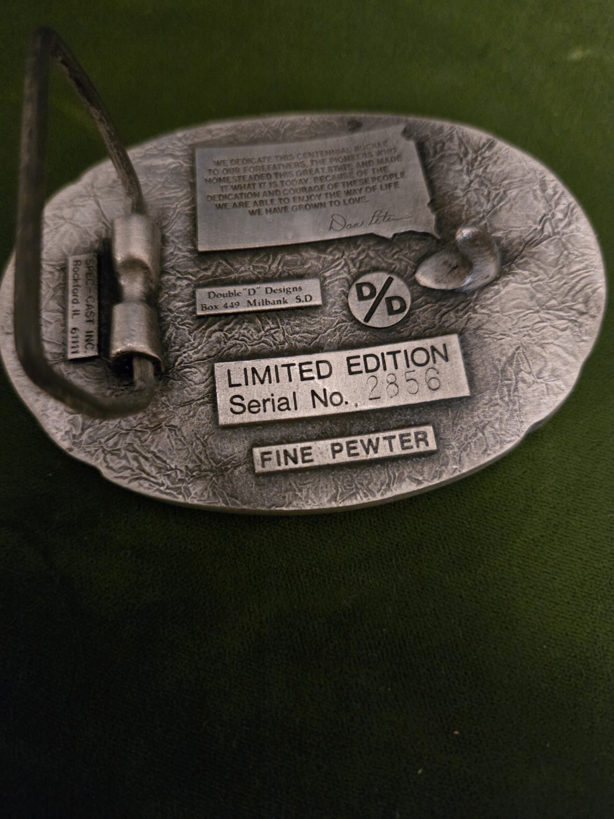 South Dakota Belt Buckle Centennial 1989 Collector METAL Man Cave Patina GIFT