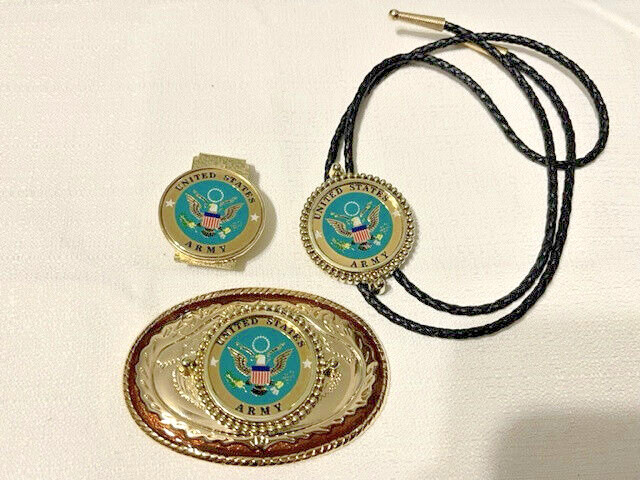 U.S. Army 3 piece set, belt buckle, bolo and money clip
