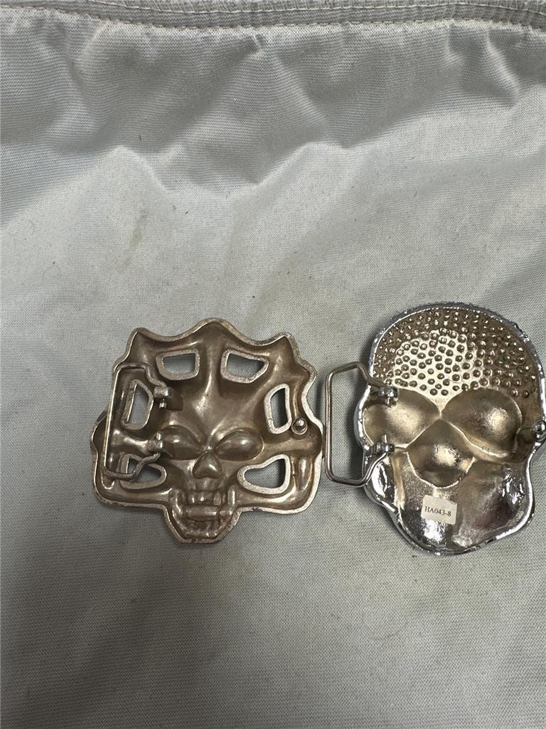 Two Vintage Skull Belt Buckles, Very Unique