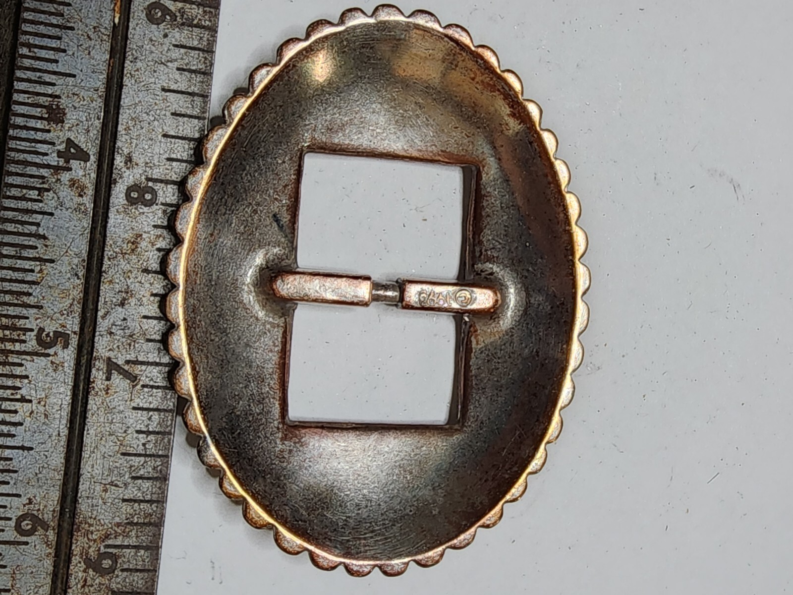 Vintage Oval Sunburst Taiwan Belt Buckle Scarf Slide
