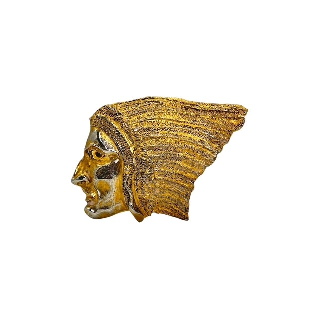 Christopher Ross Vintage Indian Chief Head Gold Plated Brass Belt Buckle