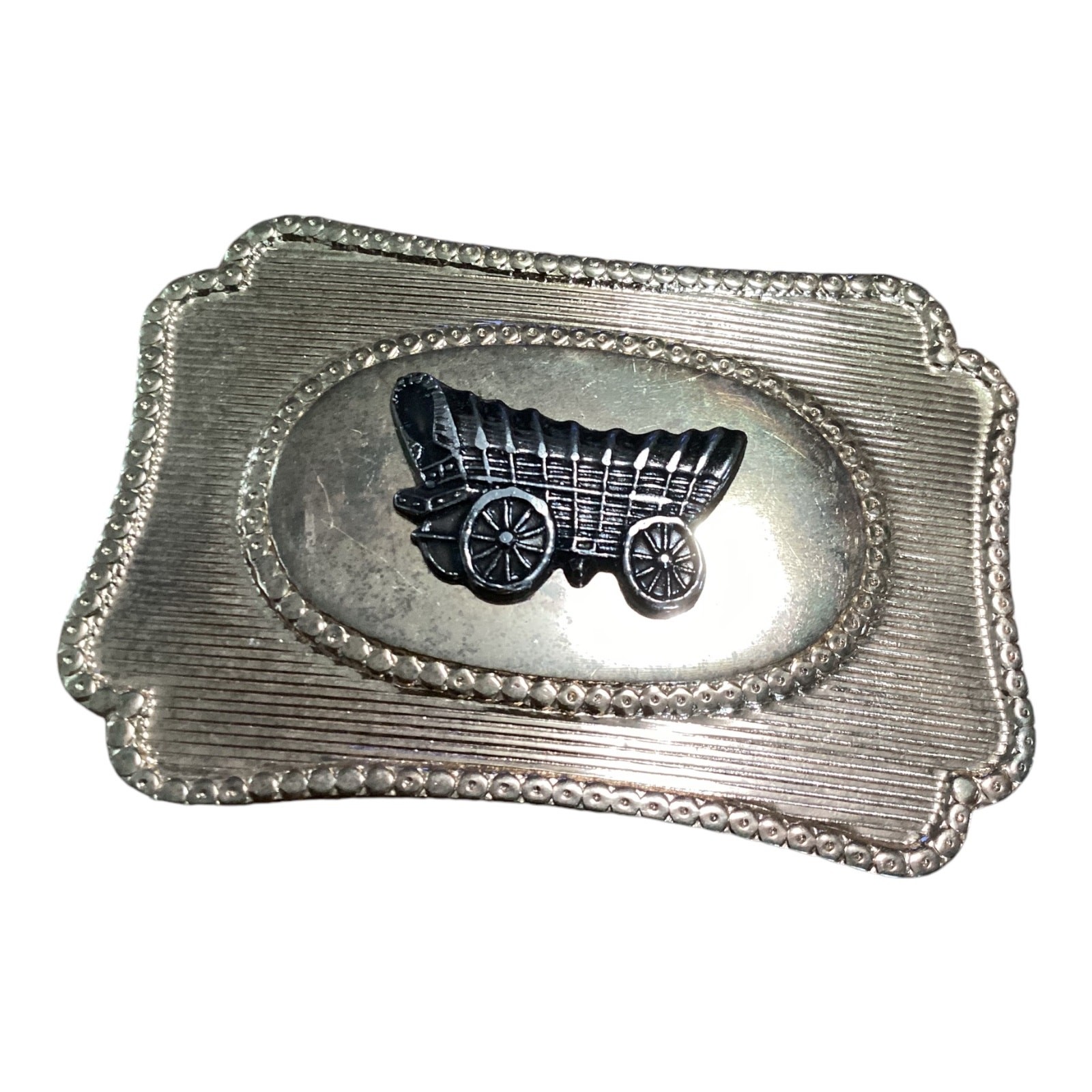 Vintage Belt Buckle Gold Tone Stagecoach History Country Western