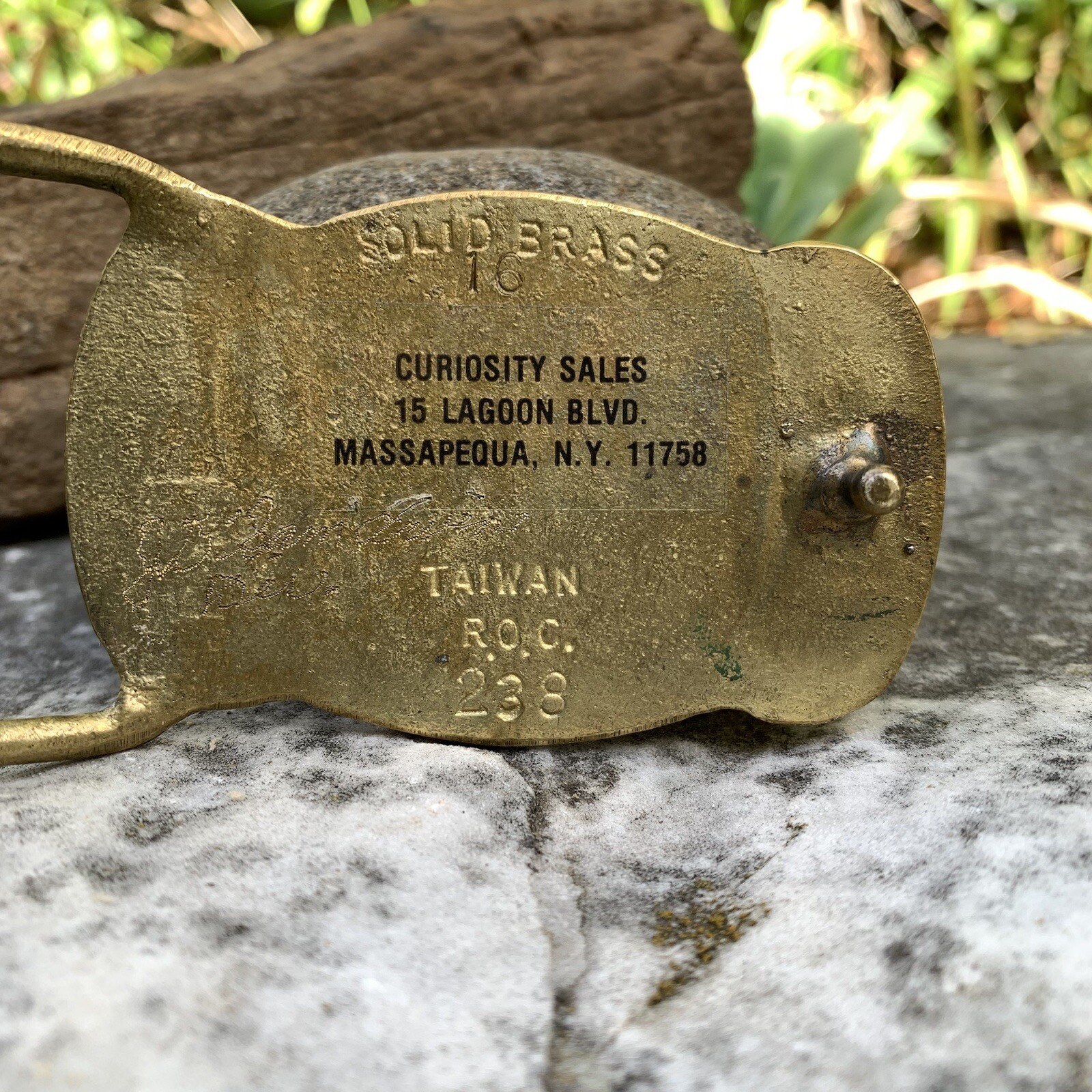 Vintage YUKON Public Safety Solid Brass Belt Buckle Police Fire Badge 2×3”