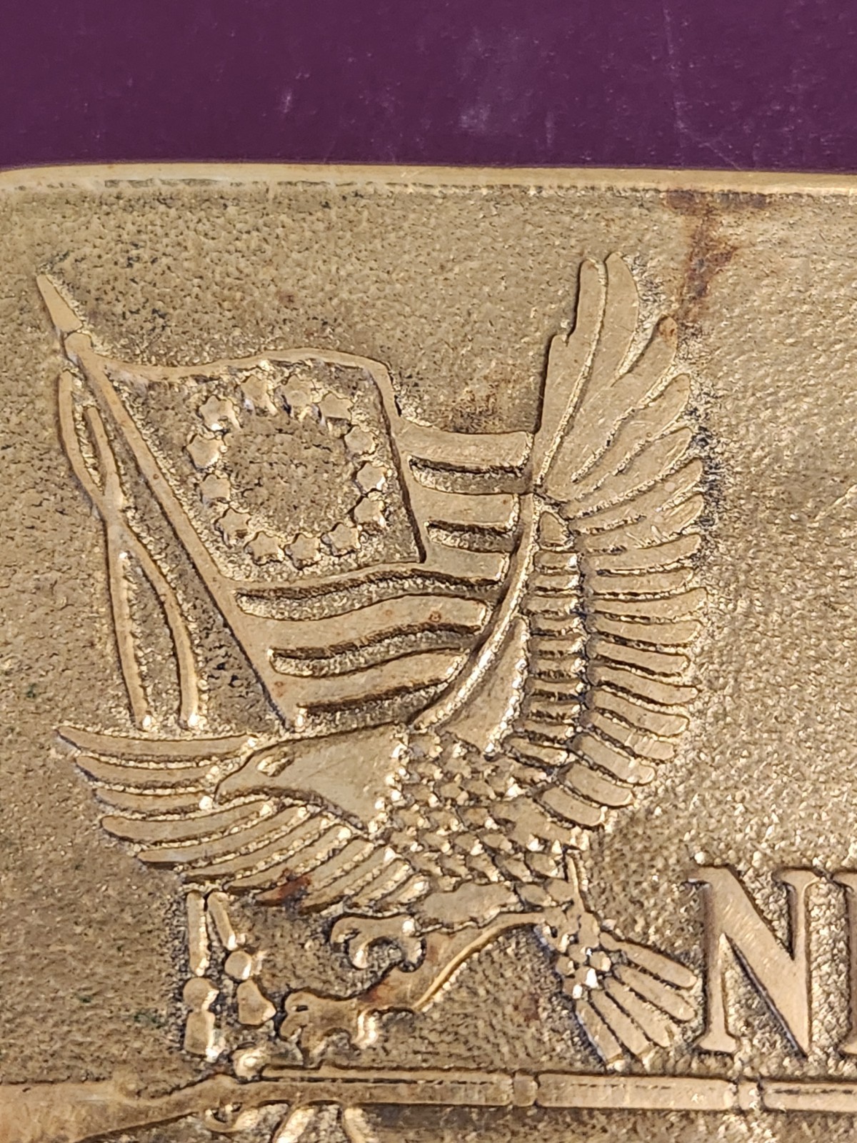 NRA National Rifle Association Freedom Flag 3&Prime; Bicentennial Belt Buckle Vintage