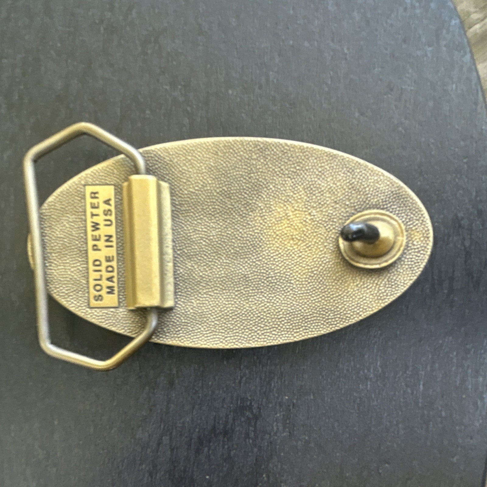 Case XX Men&rsquo;s Oval Logo Gold-Tone Pewter Slide Belt Buckle USA