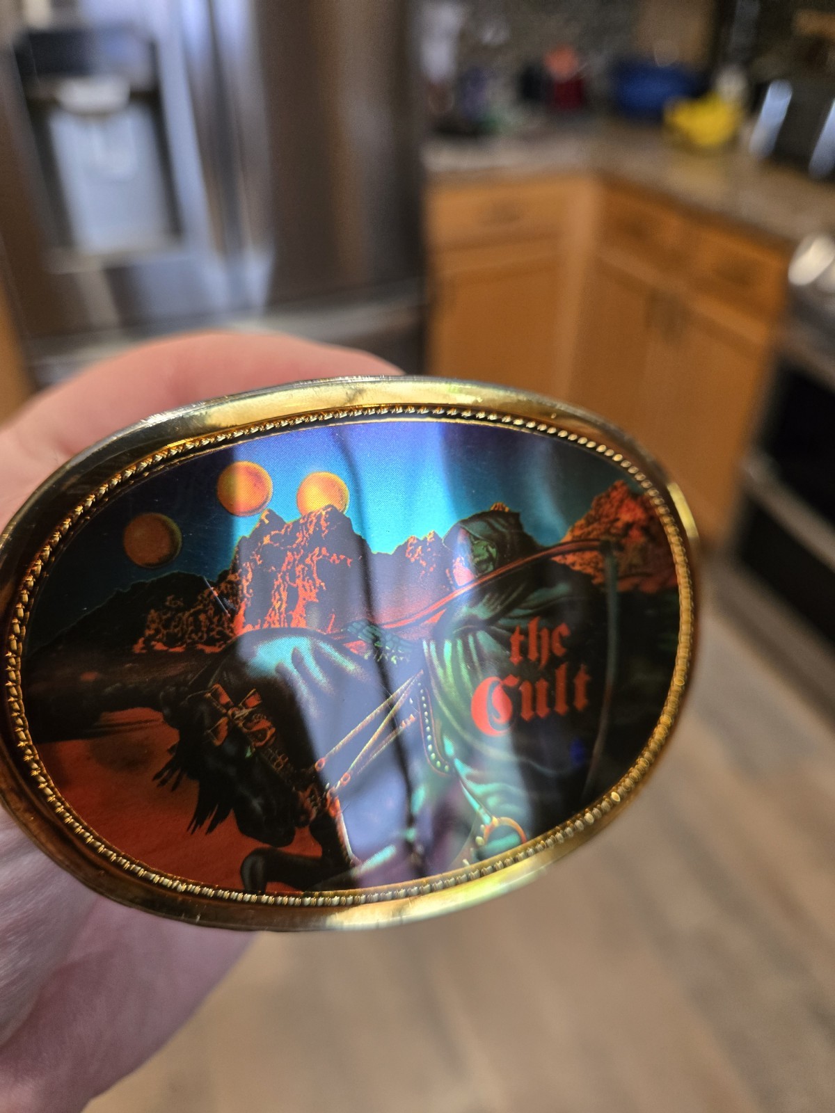 Vintage 1977 Blue Oyster Cult Belt Pacifica Mylar Belt Buckle Nice!!!
