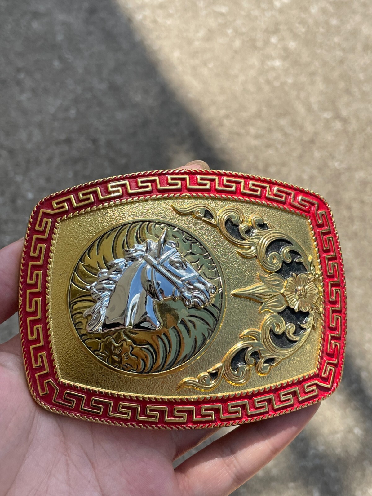 Western Buckle Gold Silver Red Horse Head Buckle Cowboy 2 » Hebillas Vaqueras