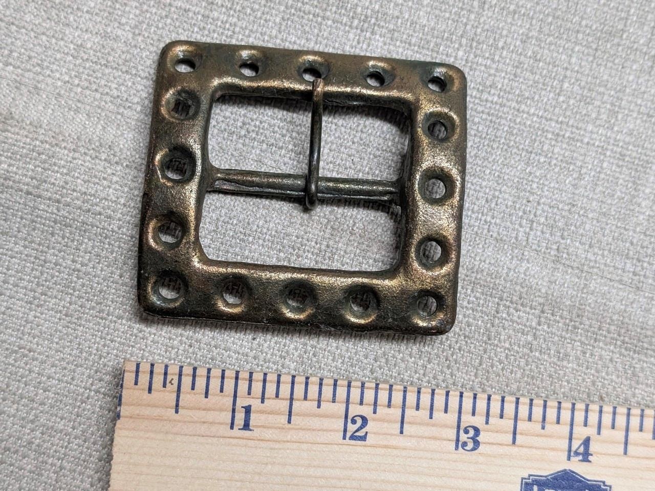 vintage 1970s belt buckle BRUTALIST handcrafted BRASS patina RUSTIC western