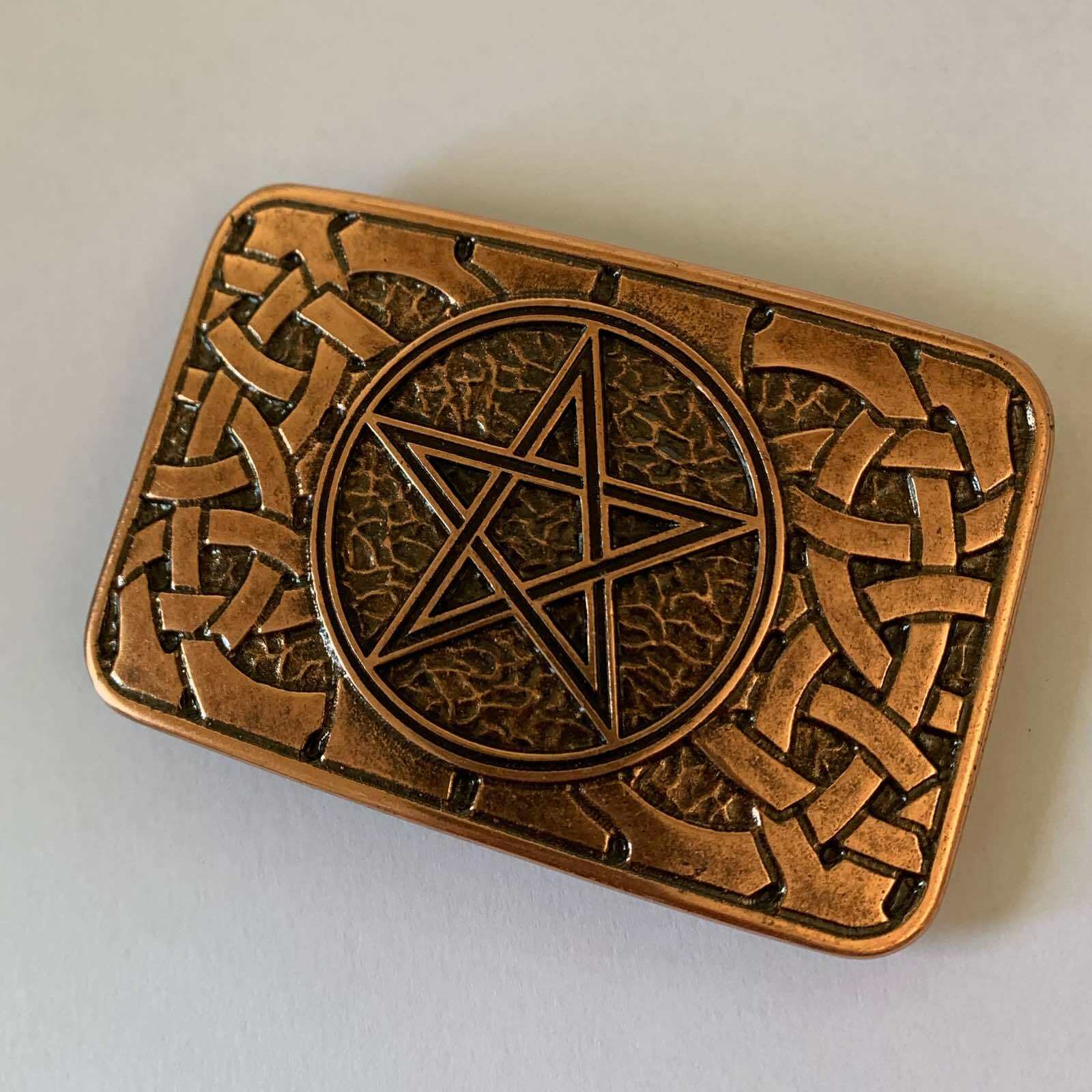 Pentagram Celtic Knot Belt Buckle Five Pointed Star Rectangular Occult Wiccan