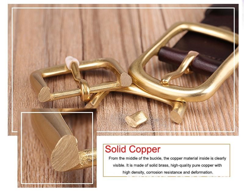 Solid Brass Belt Buckles 40mm Vintage Waistband Pin Buckle Belt Accessories 1pc