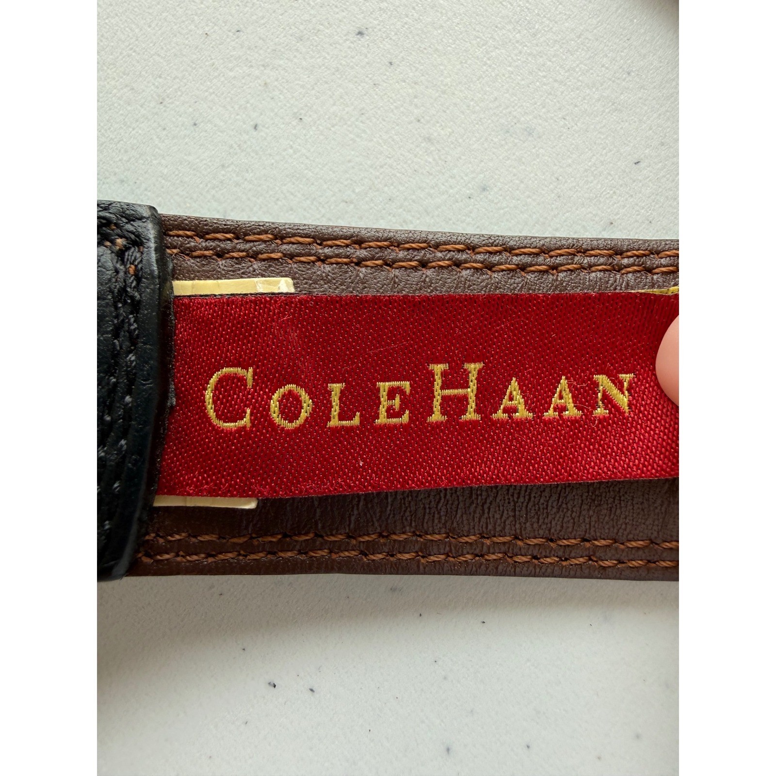 Cole Haan Mens Black Pebble Leather Belt Silver Nickel Buckle Size 40/100