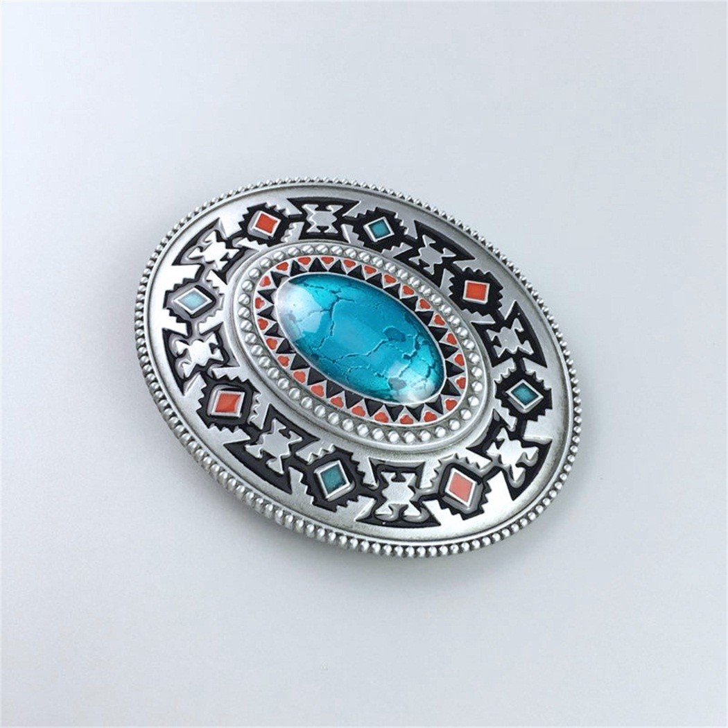 Vintage Style Enamel Southwest Pattern Celtic Oval belt buckle also Stock in US