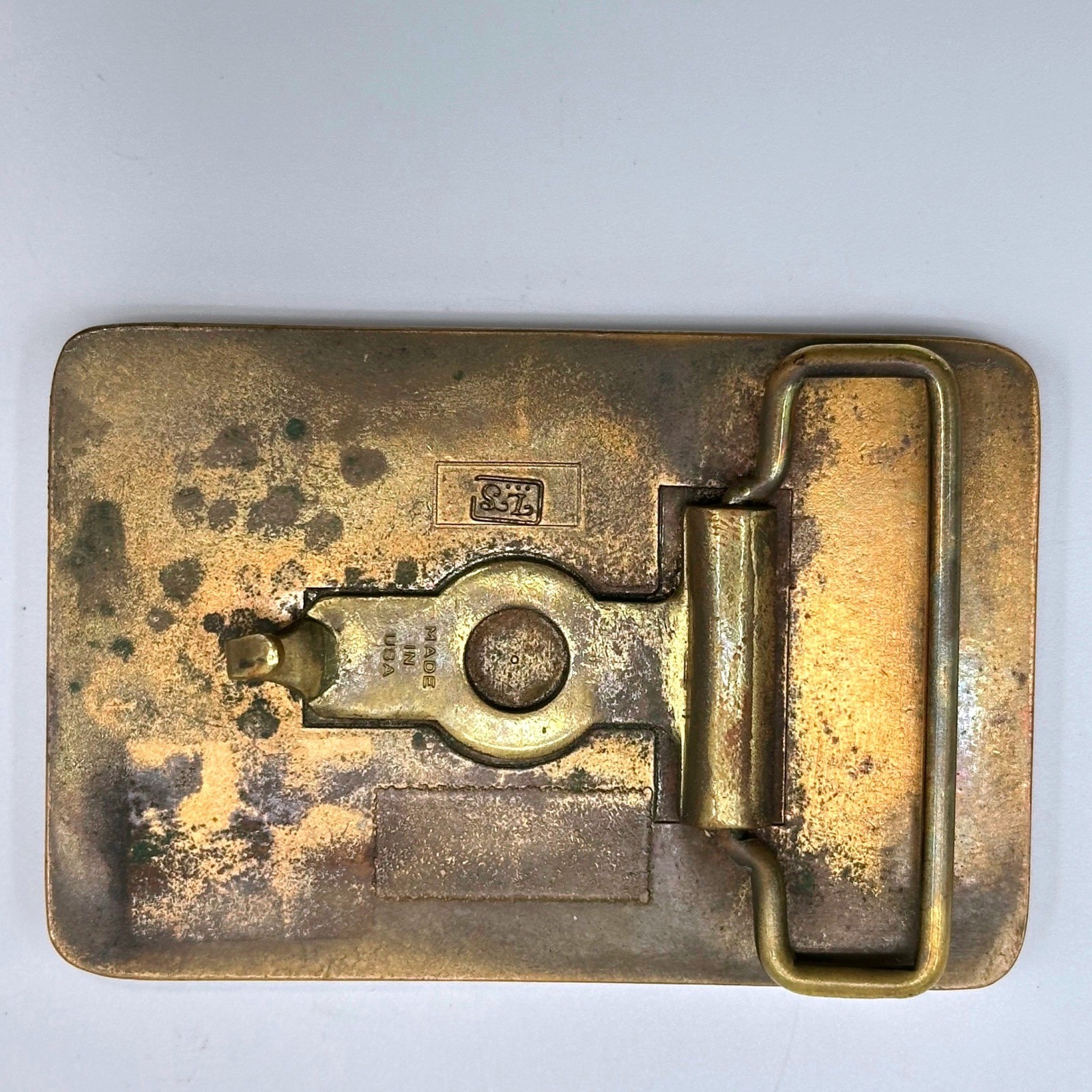 Vintage LS Brass Belt Buckle Article II Right to Keep and Bear Arms Eagle USA