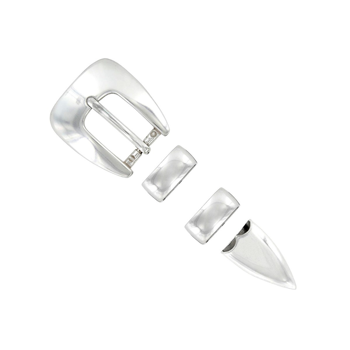 Western Smooth Silver Color Polished Belt Buckle Set Fits 3/4&Prime;(19mm) strap