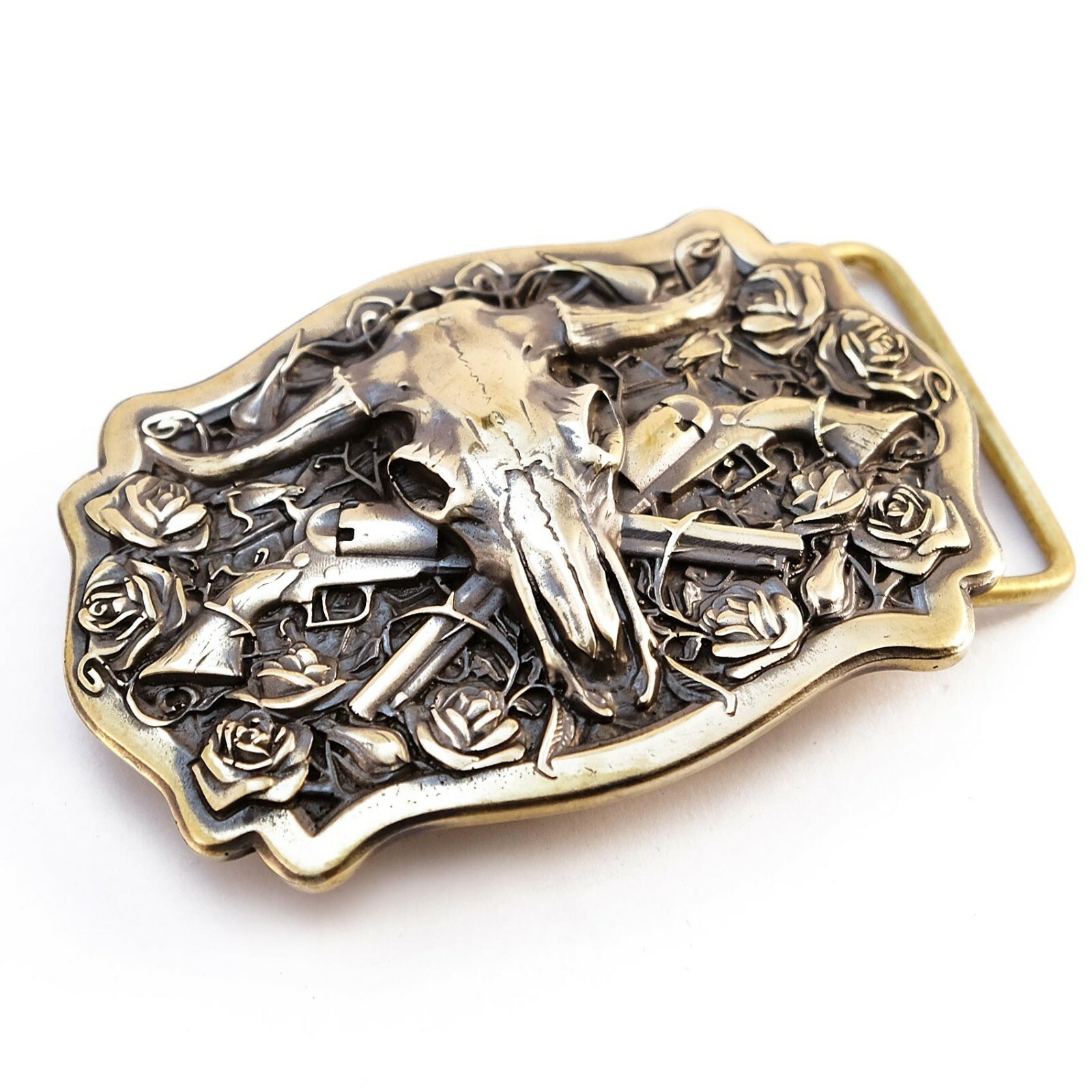 American Bison Buffalo Skull, Longhorn Cattle Buffalo Bison Skull belt buckle,