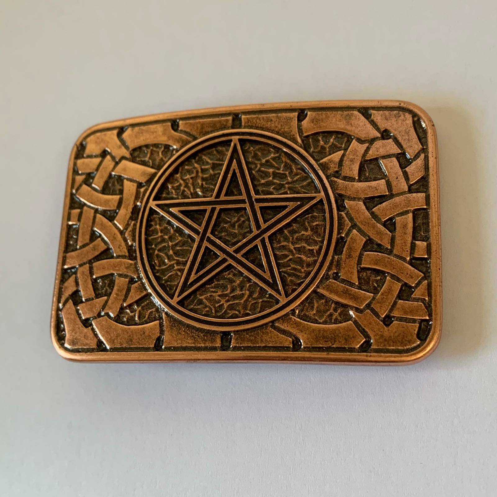 Pentagram Celtic Knot Belt Buckle Five Pointed Star Rectangular Occult Wiccan