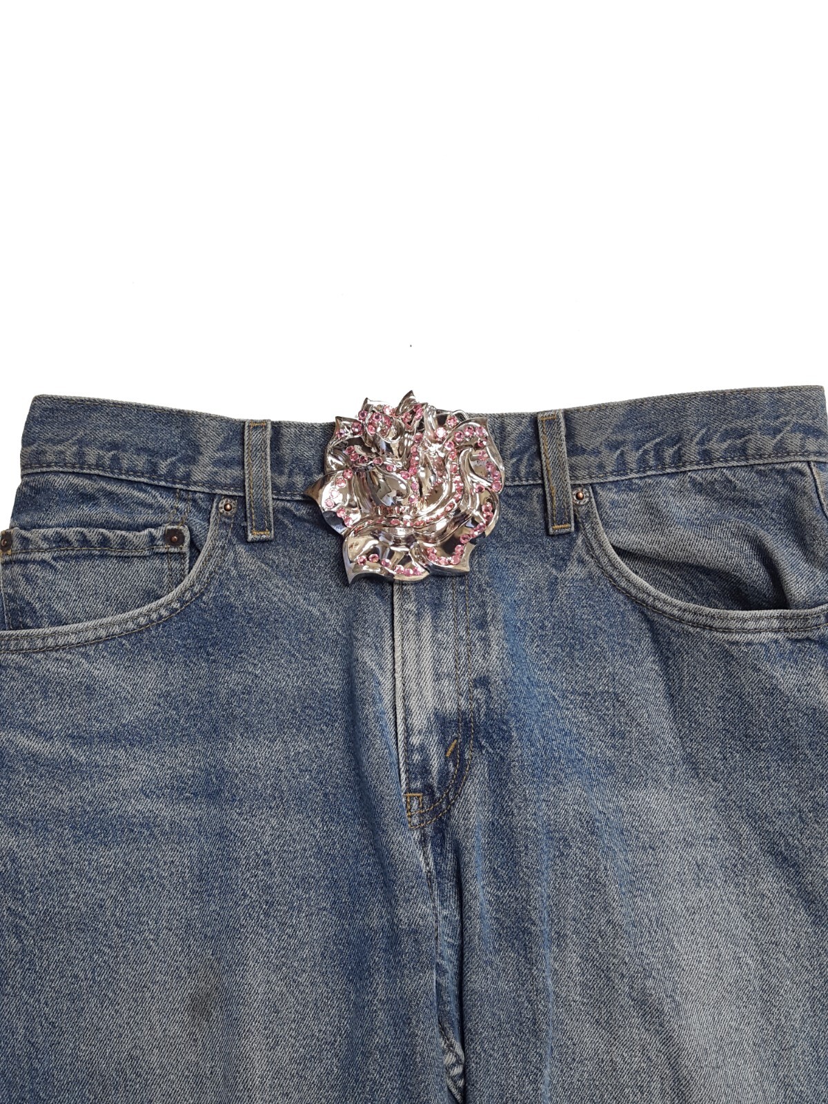 Big Rose Belt Buckle w. Crystals