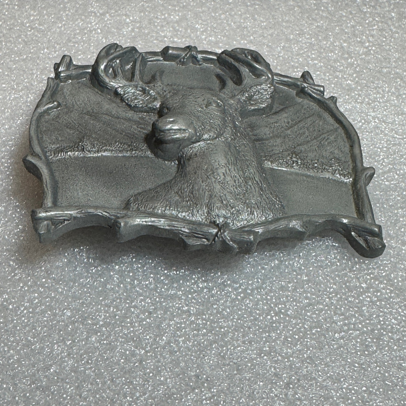 Deer Buck Belt Buckle Mountains Scene Antlers 1994 Reissue Collectible