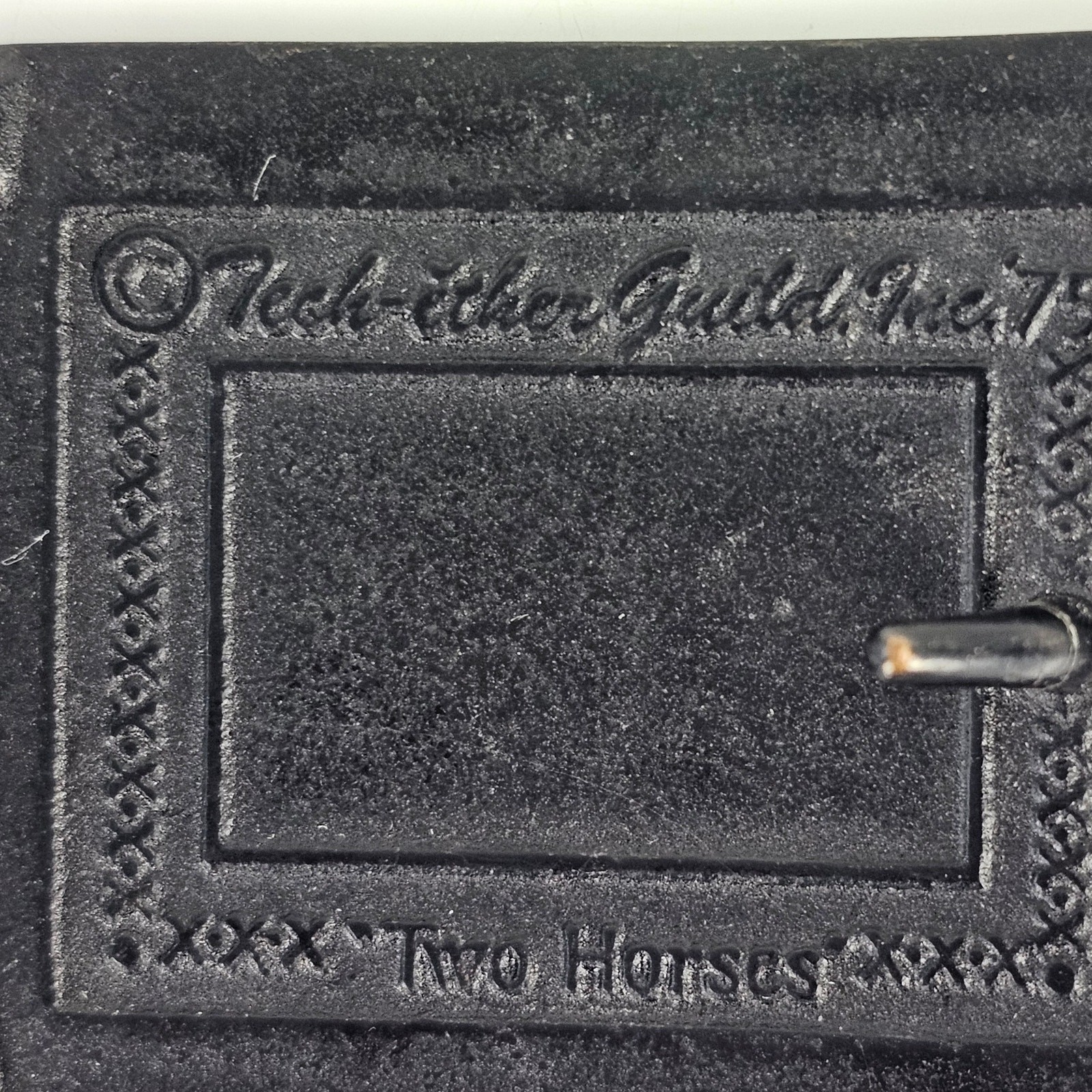 VTG 1975 Brass belt buckle Teck-Ether Guild Two Horses 2.25 x 2 5/8