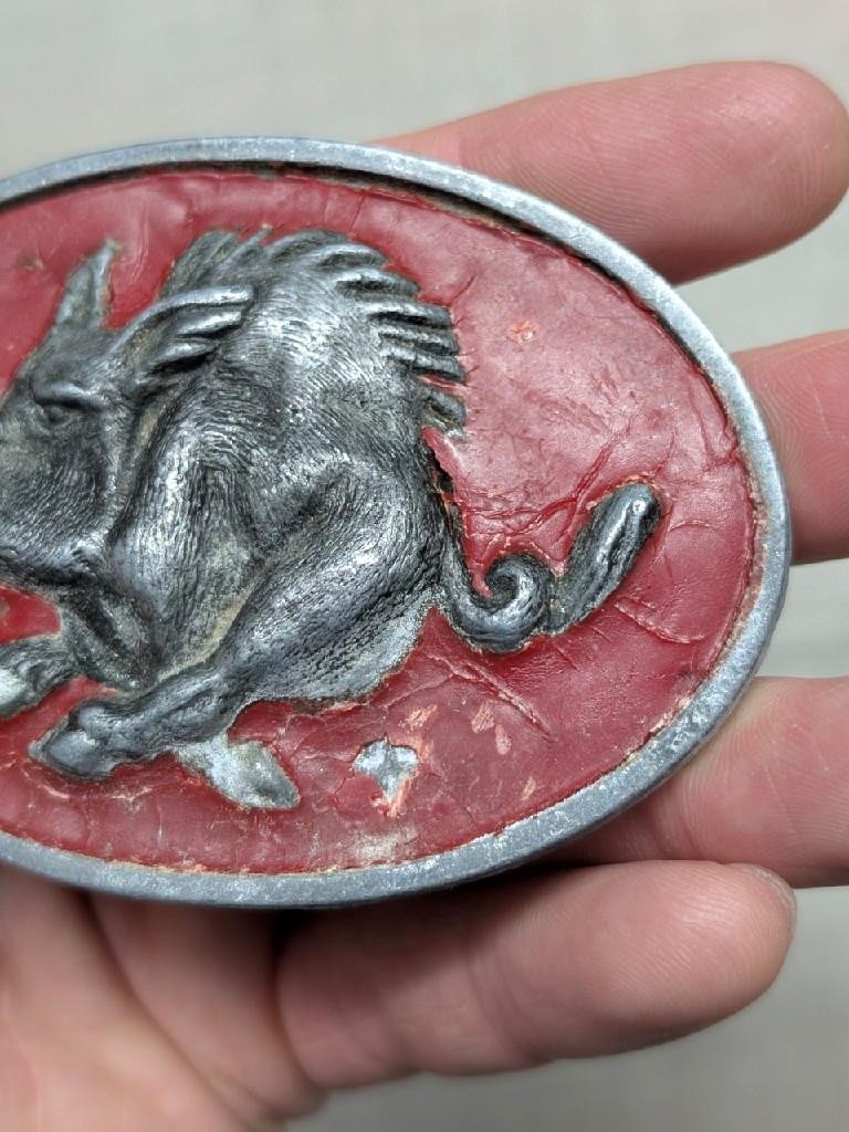 1970s-80s vintage ARKANSAS belt buckle RAZORBACKS wild pig WESTERN cowboy