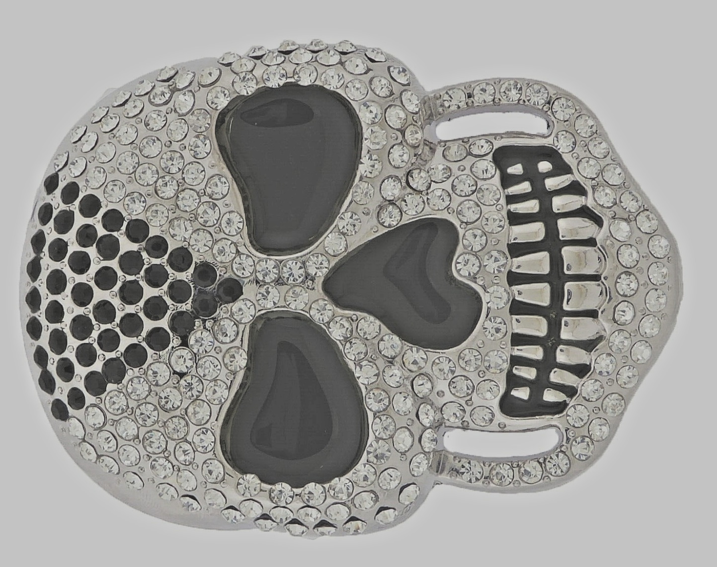 Skull Belt Buckles Men Women Rhinestones Vintage Skeleton Silver Metal Pirate
