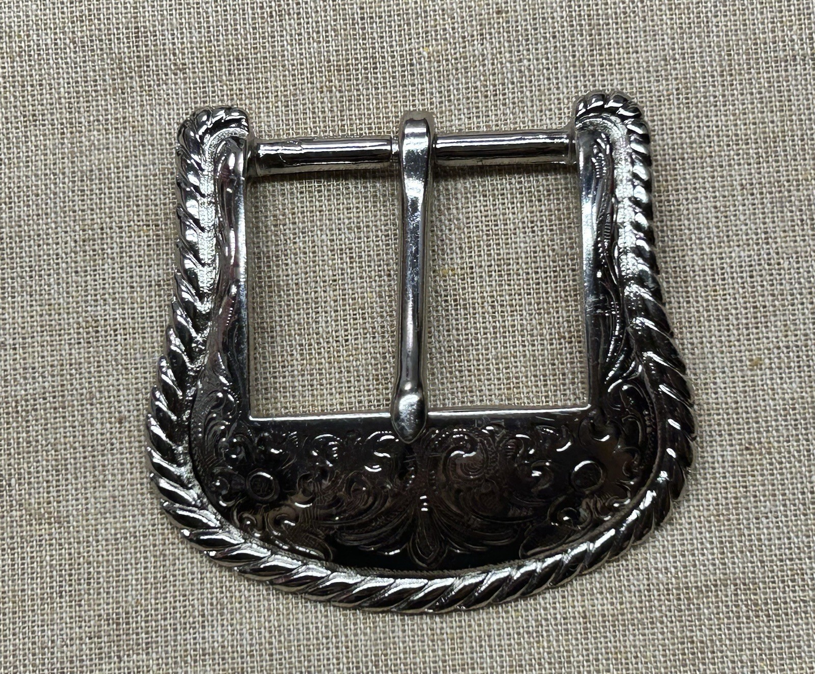 Lot 3 Western Vintage Style Engraved Belt Buckles Silver Tone Floral Scroll