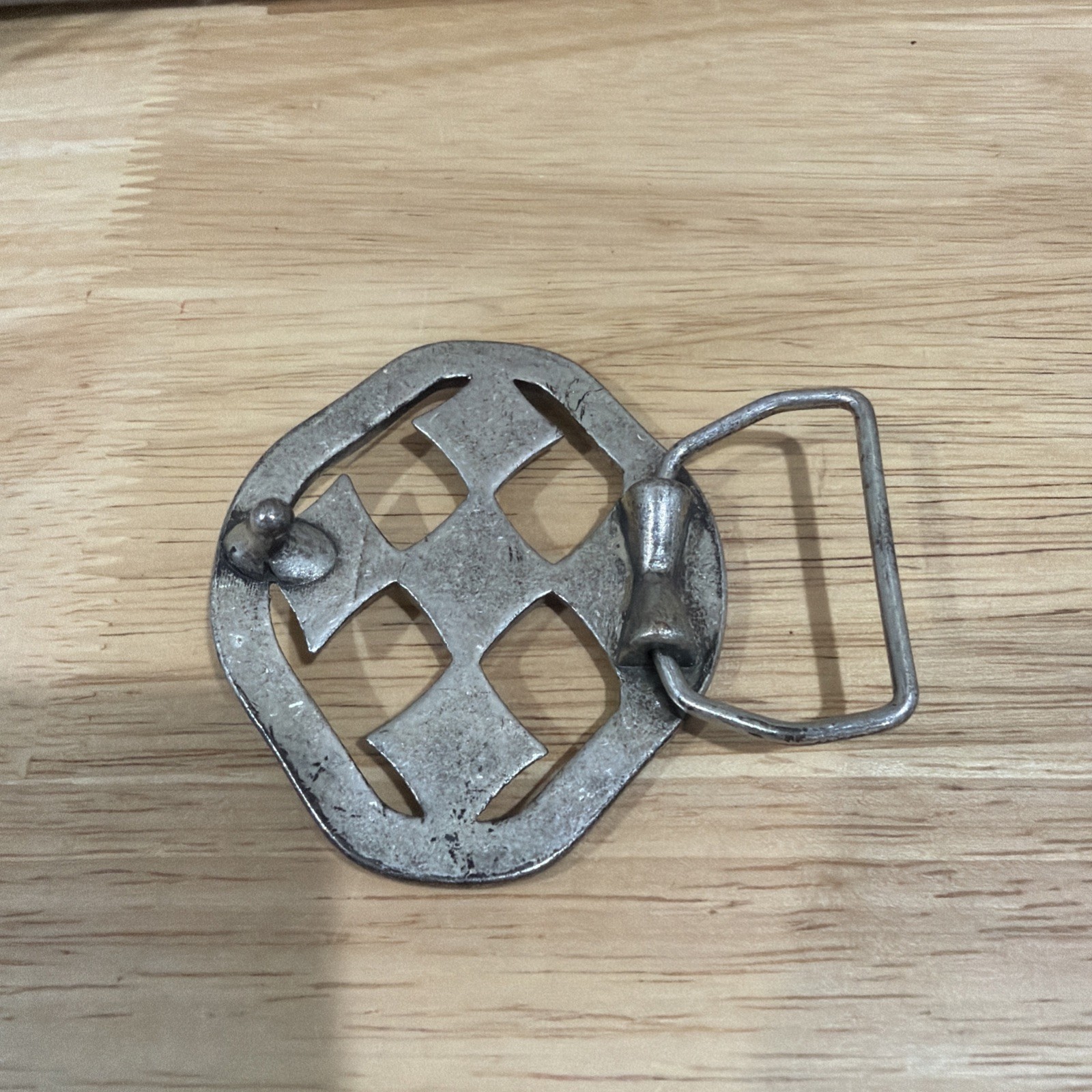 Vintage Y2K Silver Gothic Cross Belt Buckle 3&Prime; Goth Grunge Biker Unisex