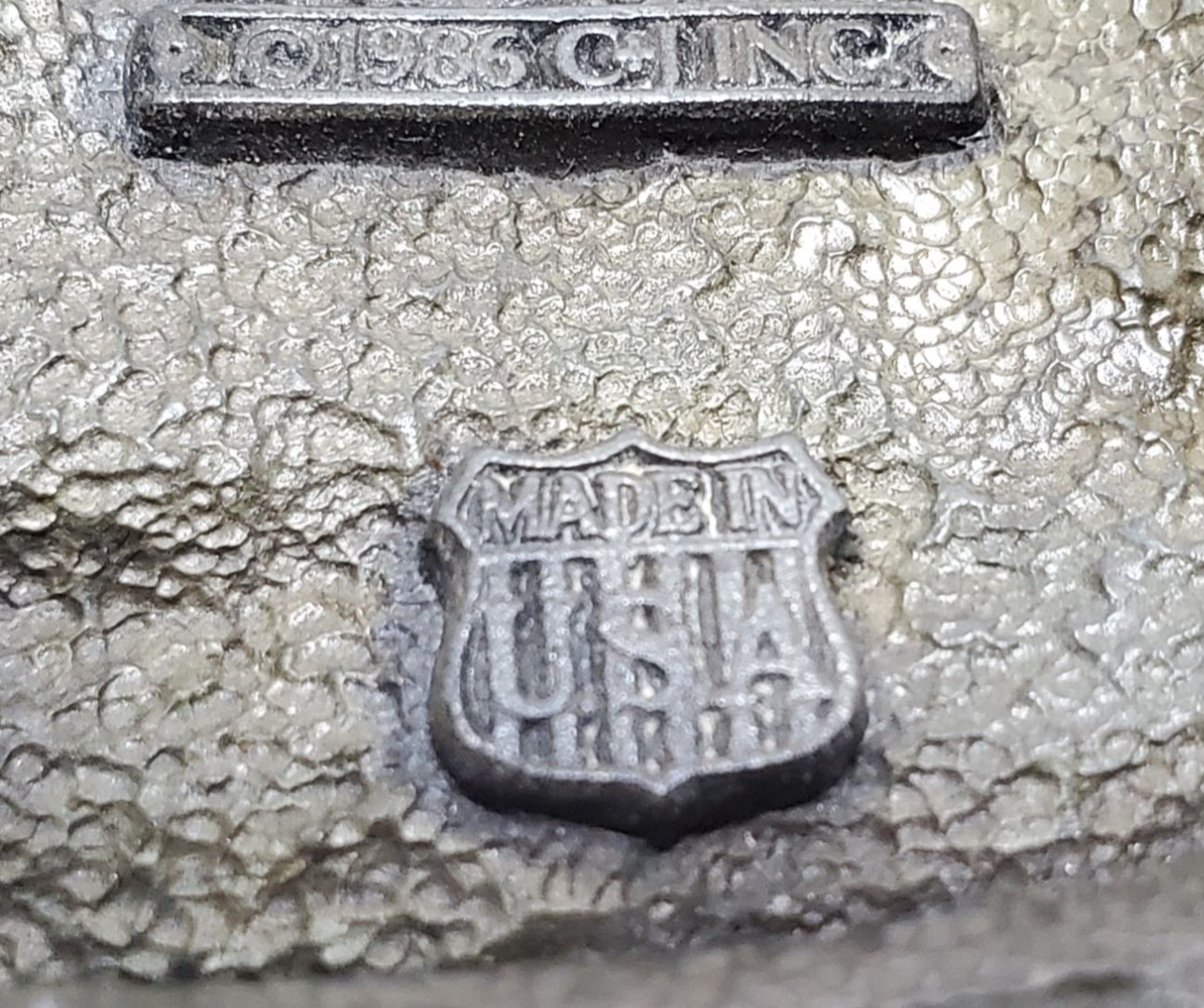 Vtg C&J Pewter Belt Buckle CJ 1050 Steam Train Locomotive Railroad 1986 USA