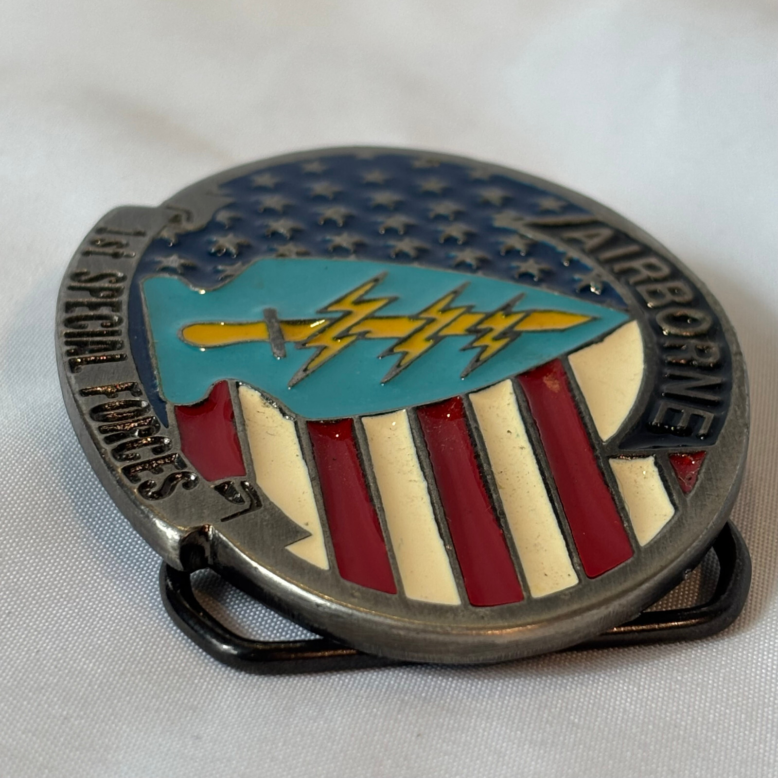 Vtg US Army Belt Buckle Airborne 1st Special Forces Made In The USA