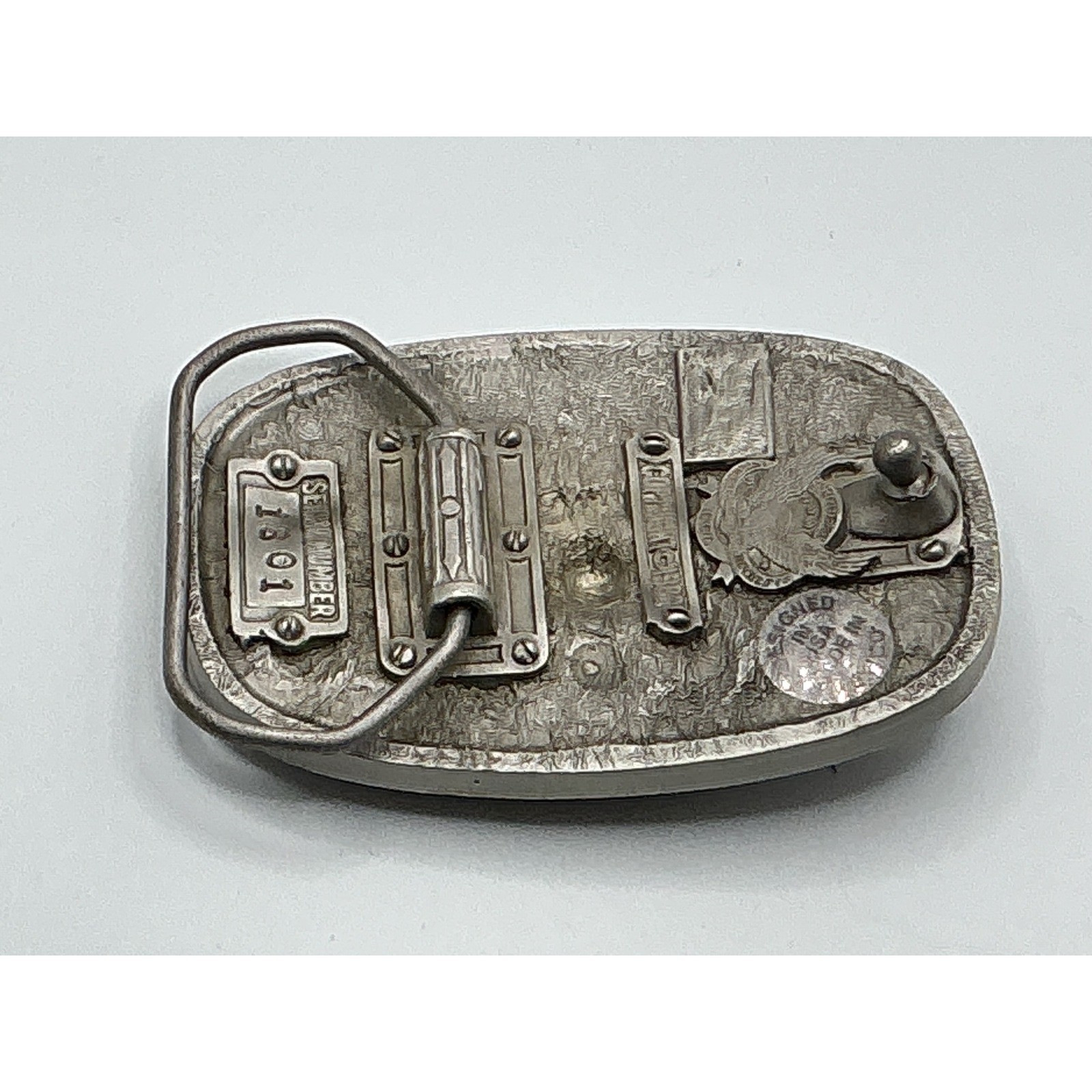 The Great American Buckle Co Shriners Belt Buckle Red Enamel Vintage 1986 1801