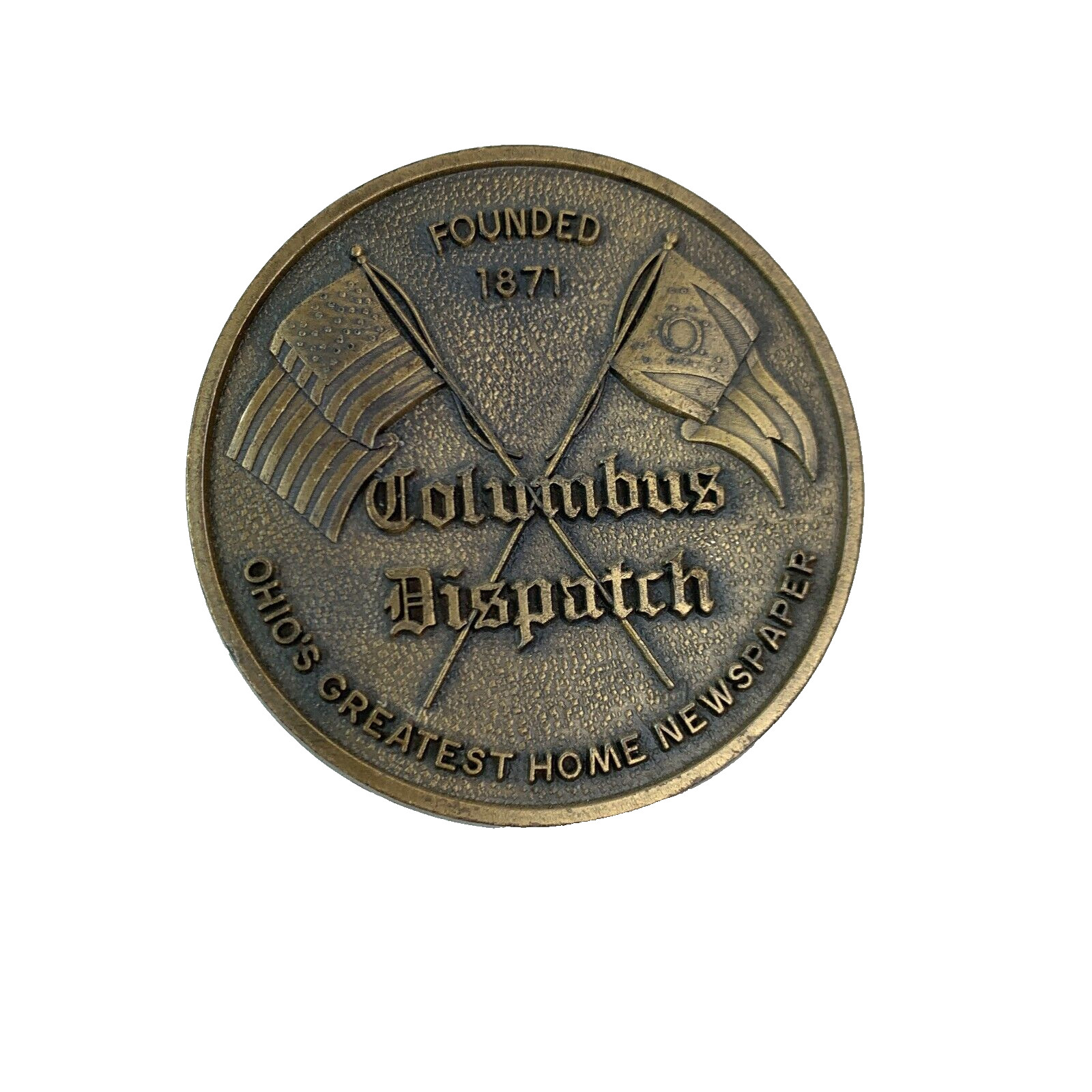Vintage Columbus Dispatch Newspaper Founded 1871 Metal Belt Buckle