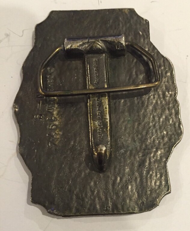 Vintage JAMES LIND Deer in the WOODS Wyoming Studio Art Works BELT BUCKLE brass
