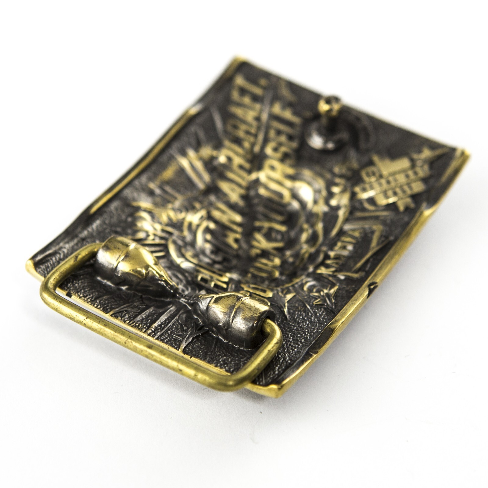 Aviator solid brass belt buckle, The Ghost of Kyiv, Ukrainian aviator buckle