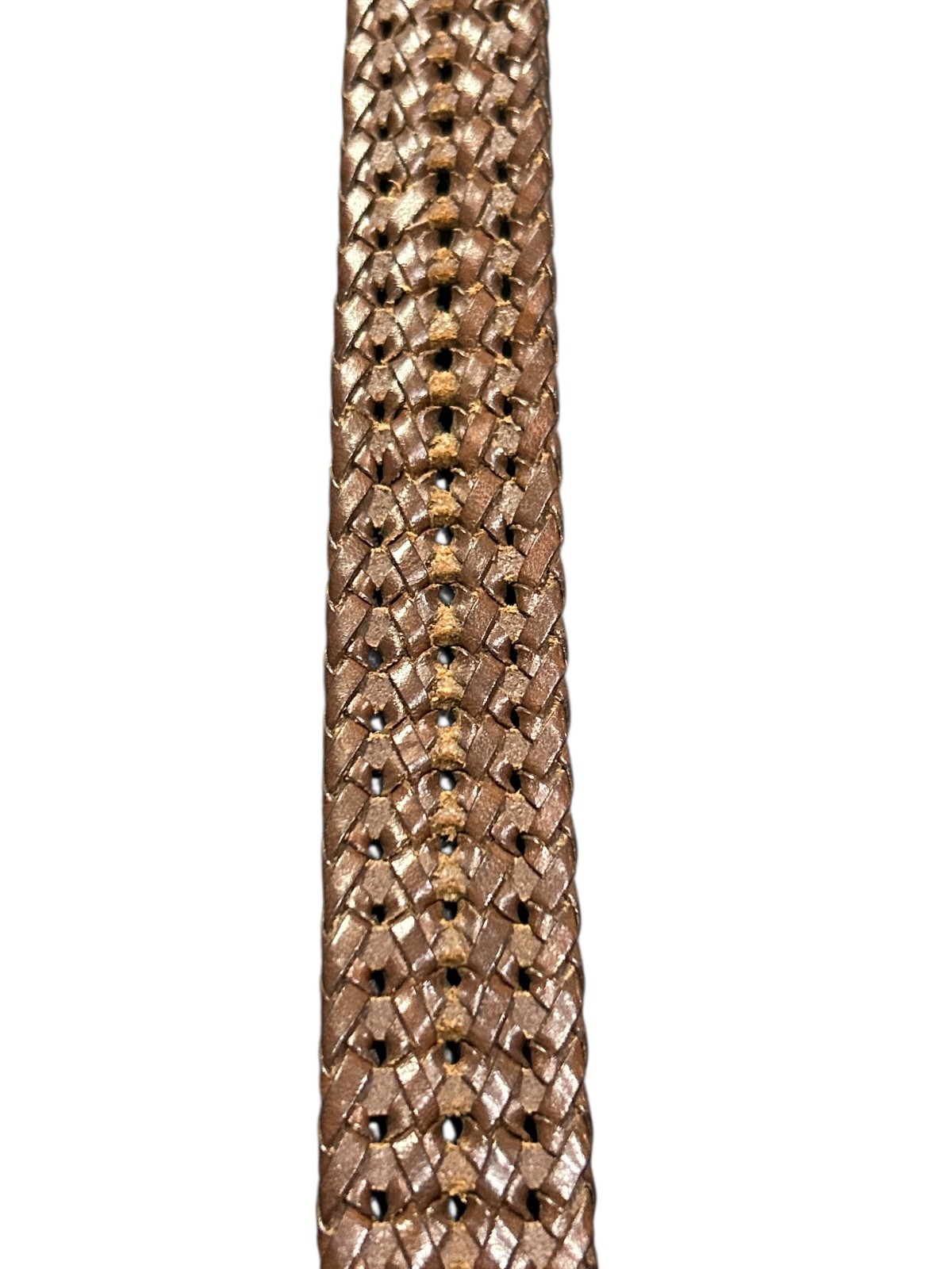 Coach brass D shape buckle brown braided leather belts 42&Prime; adjustable