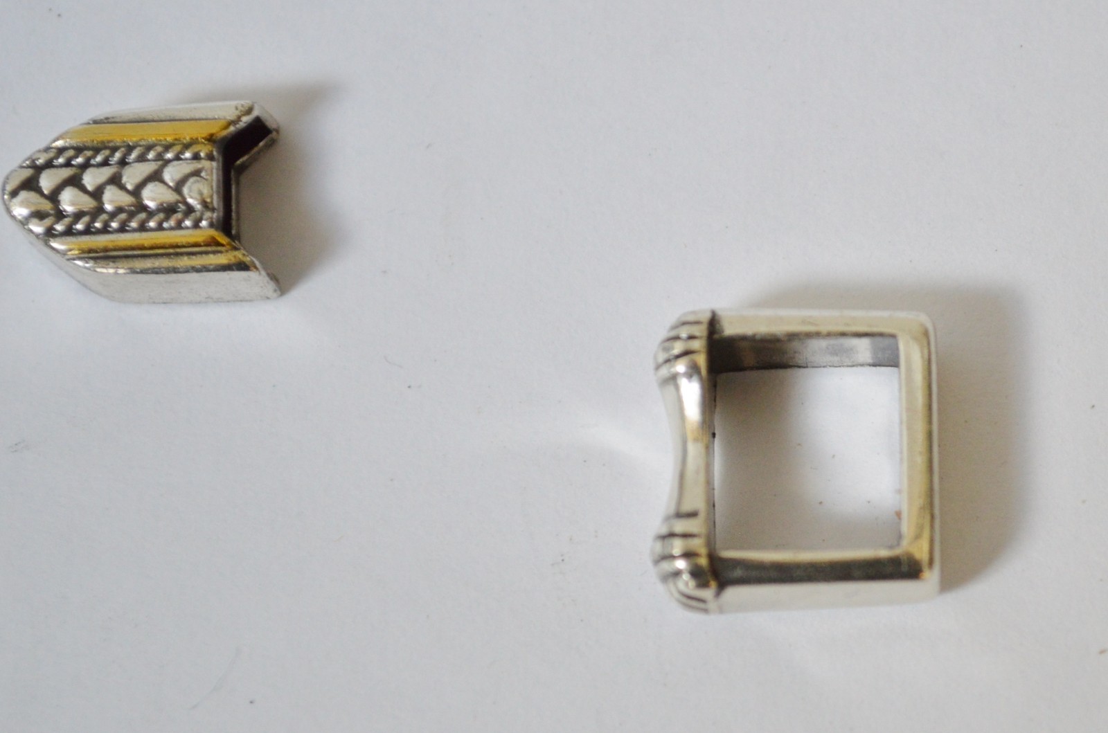 New Old Stock Engraved Silver Belt Tip and Slide Set Small 3/8&Prime;