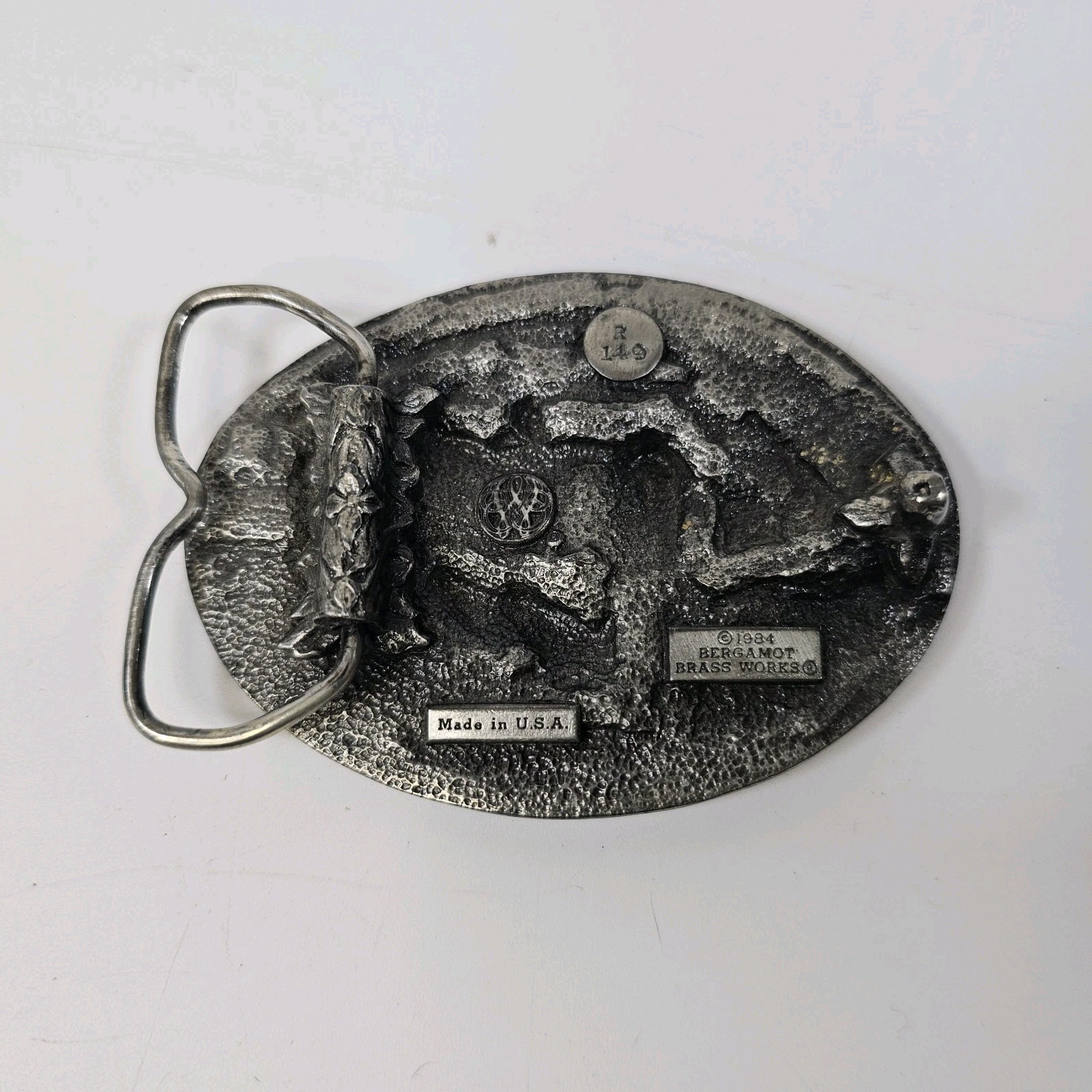 Vintage Bergamot Farm Barn Horses Belt Buckle R149 1984