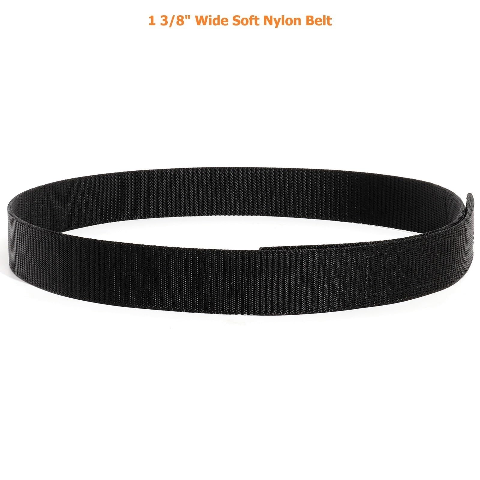 TACNEX No-Scratch Nylon Belt 1 3/8&Prime; No Metal Buckle X-Large, Black