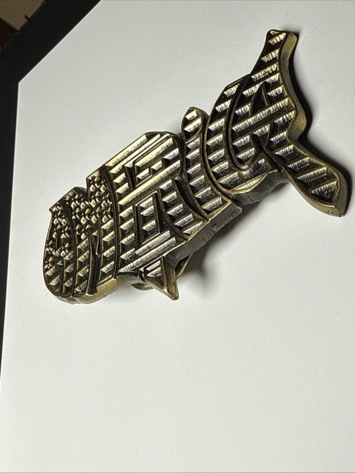The Great American Buckle Co. BRASS 1992 AMERICA Belt Buckle MADE IN THE USA
