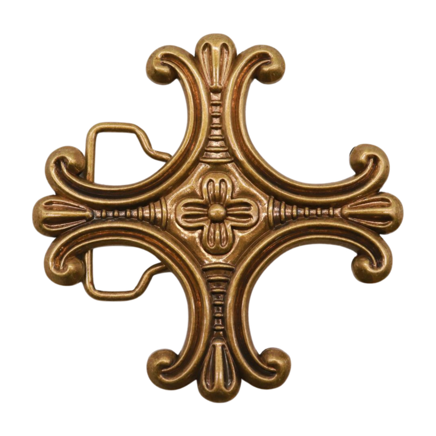 Men Women Belt Buckle Vintage Gold Color Metal Jeremiah Big Cross Saint Maurice