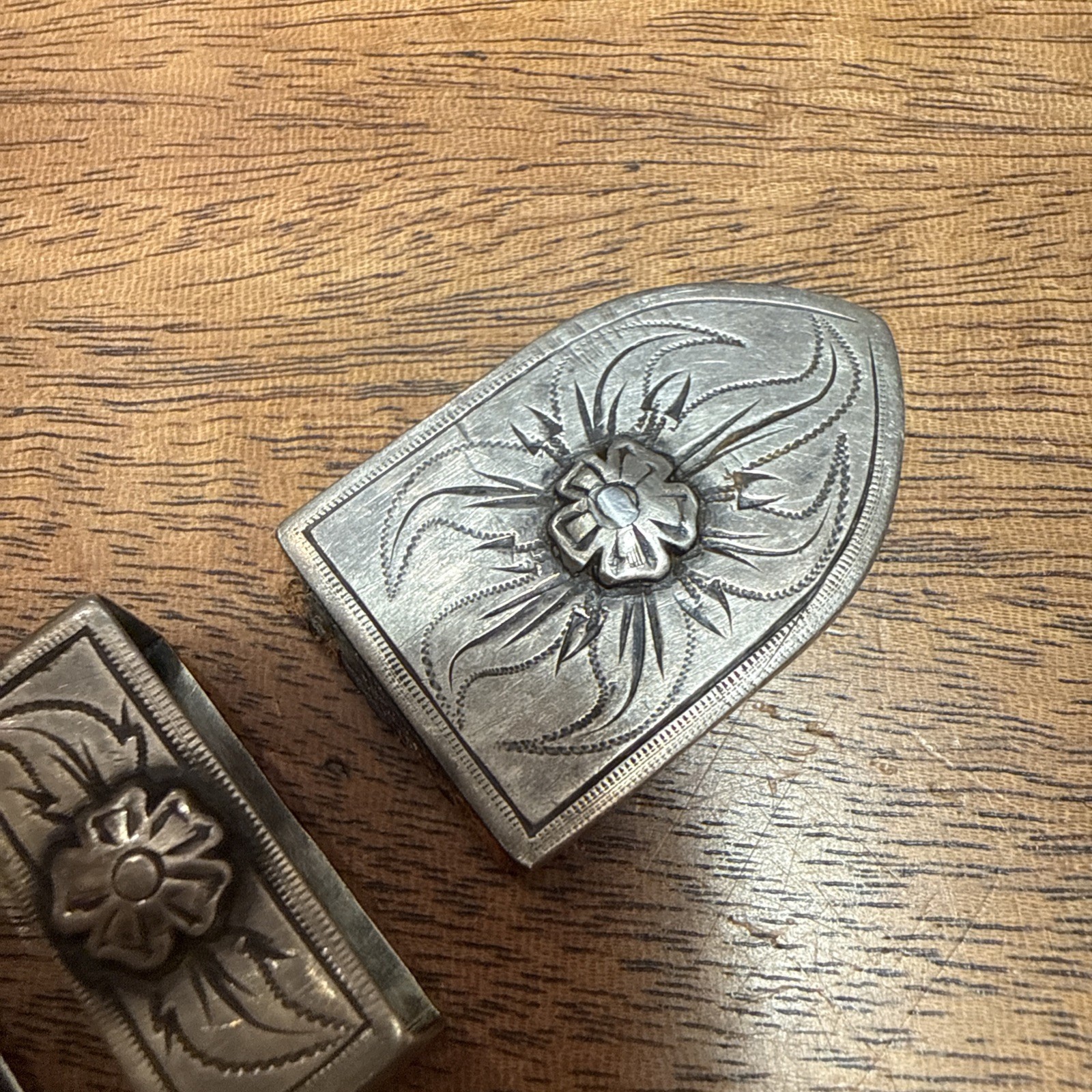 Vintage STERLING SILVER Belt Buckle Set 4PC western RANGER handcrafted Mexico