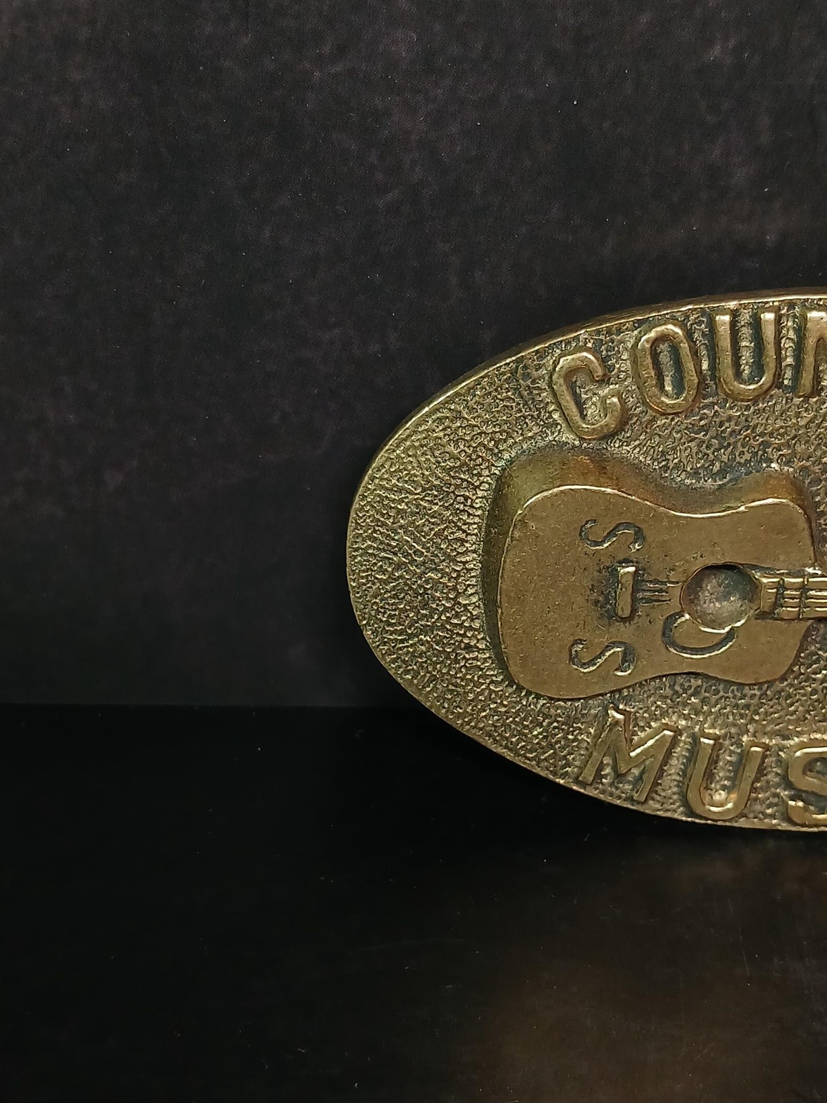 Solid Brass Country Music Guitar Belt Buckle