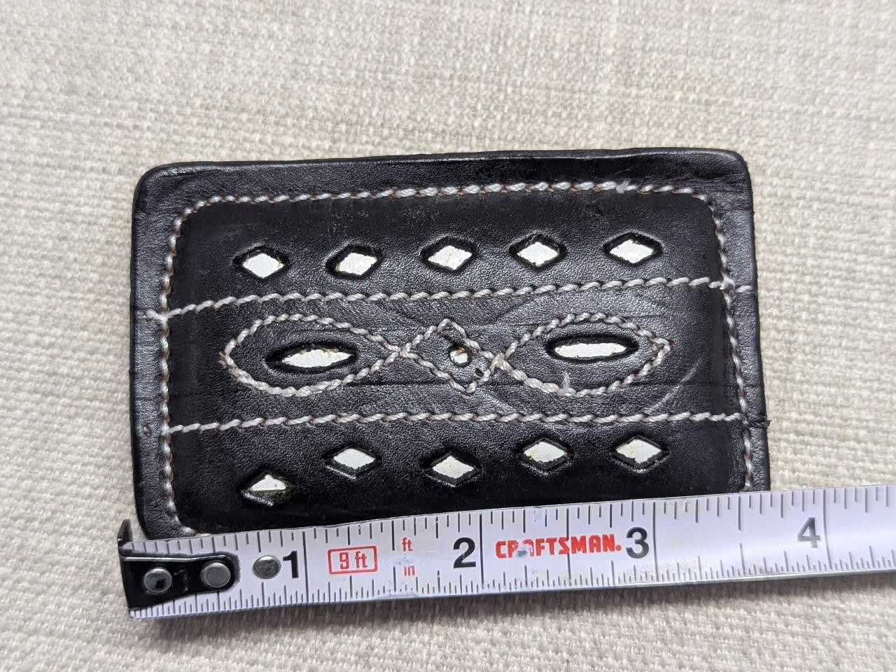 vintage WESTERN belt buckle CUT-OUT stitched leather COWBOY black handcrafted